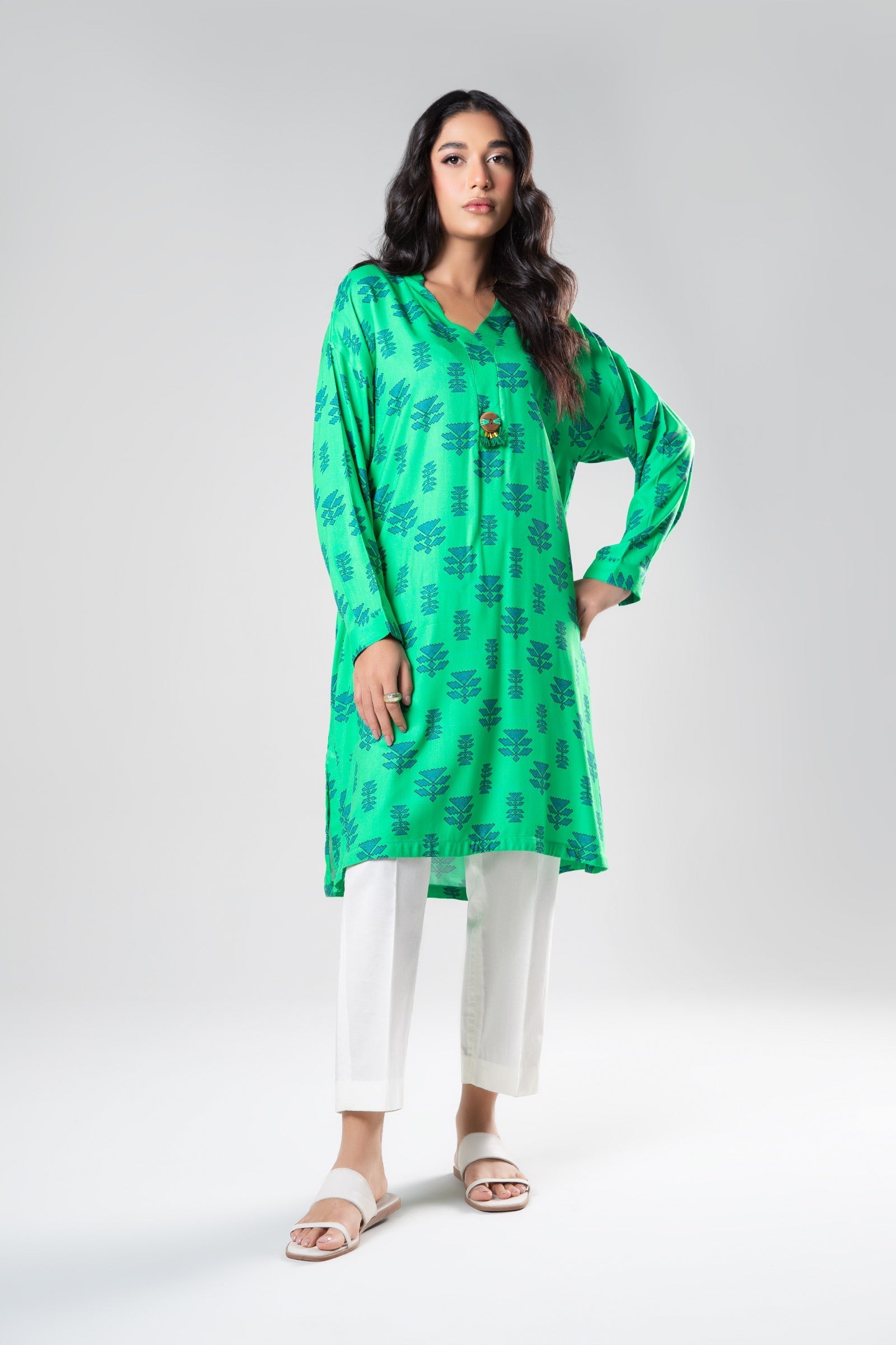 Printed Herringbone Shirt
