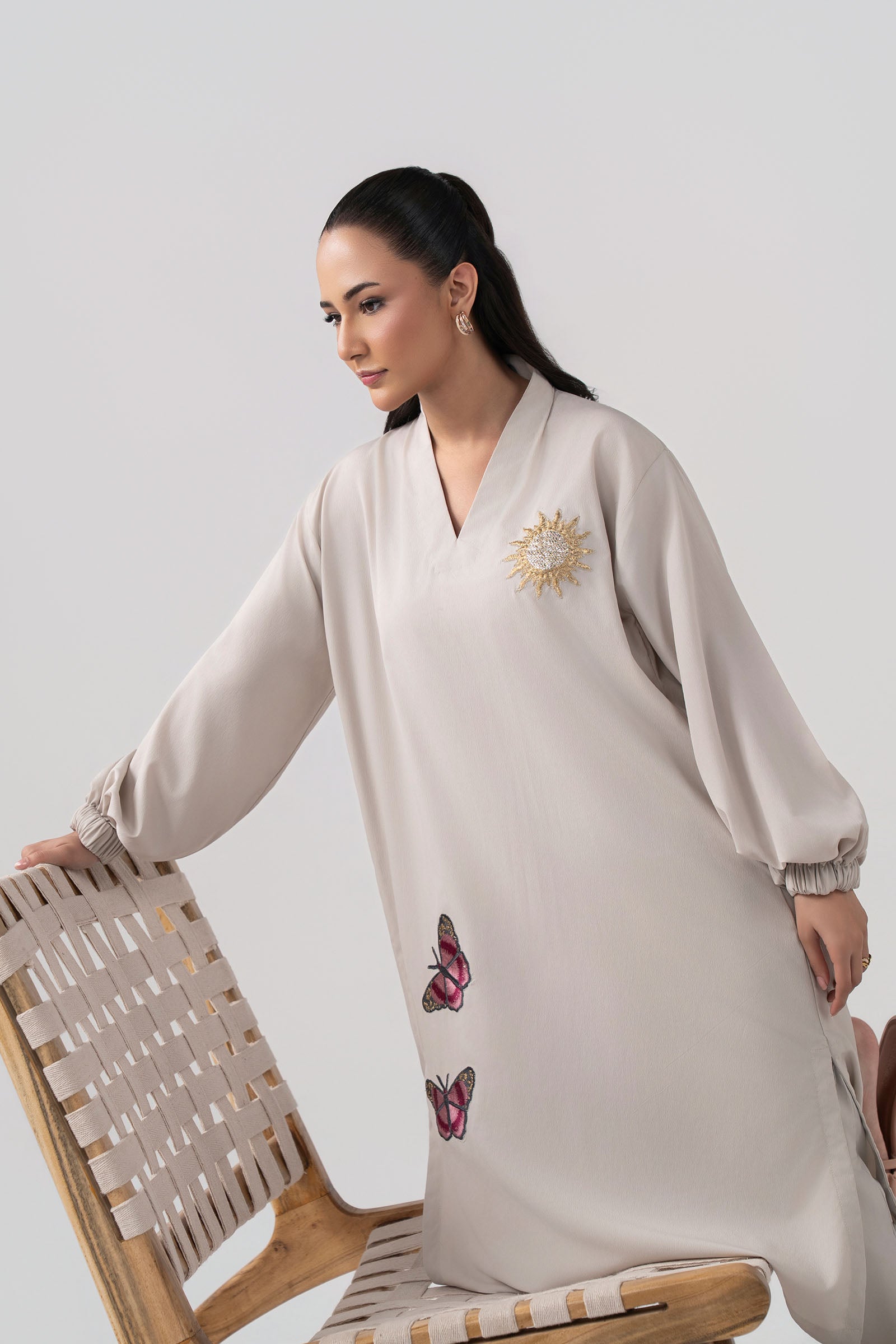 2 Pc Embroidered Crepe Suit