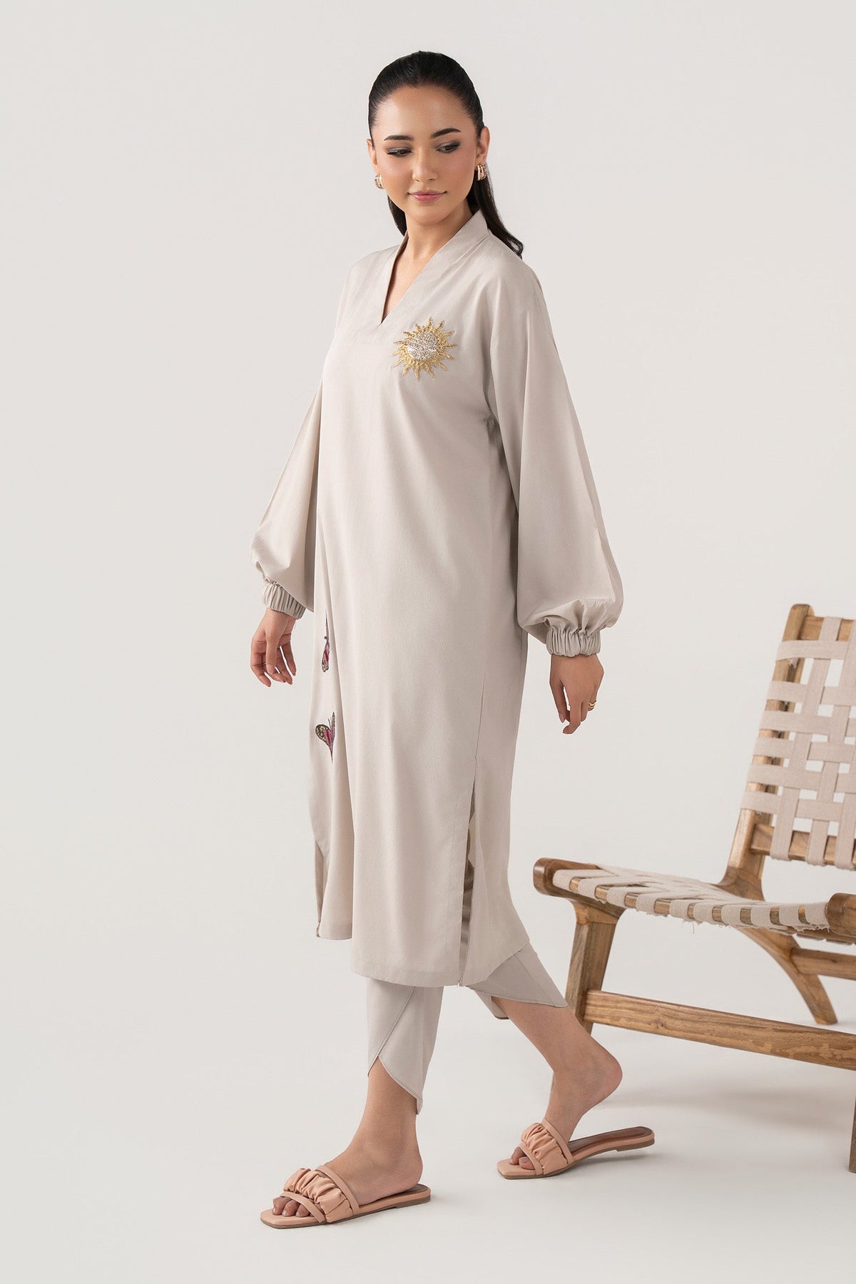 2 Pc Embroidered Crepe Suit