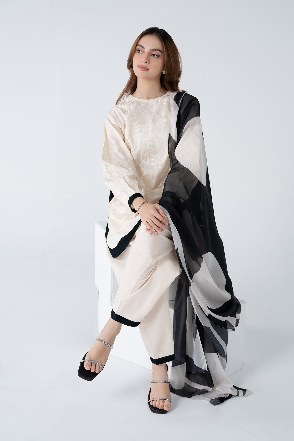 3 Pc Printed Cambric Suit