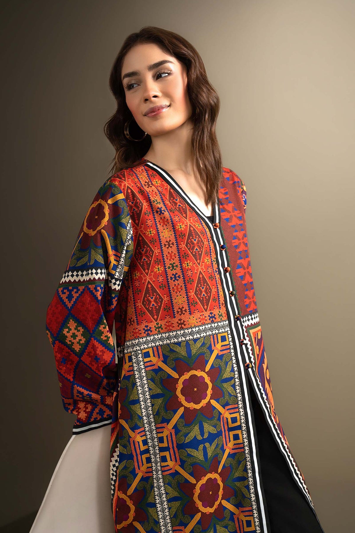 Printed Georgette Shirt - MBWT019-ESM-MCL