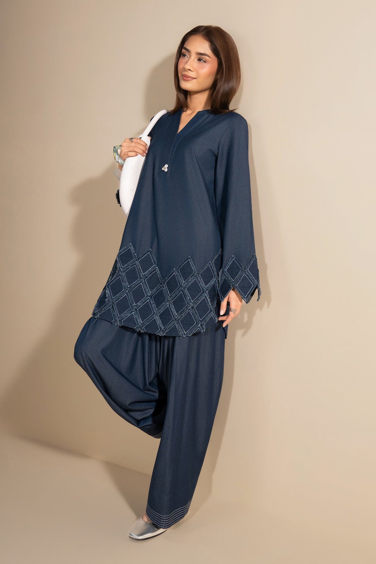 2 Pc Dyed Denim Suit