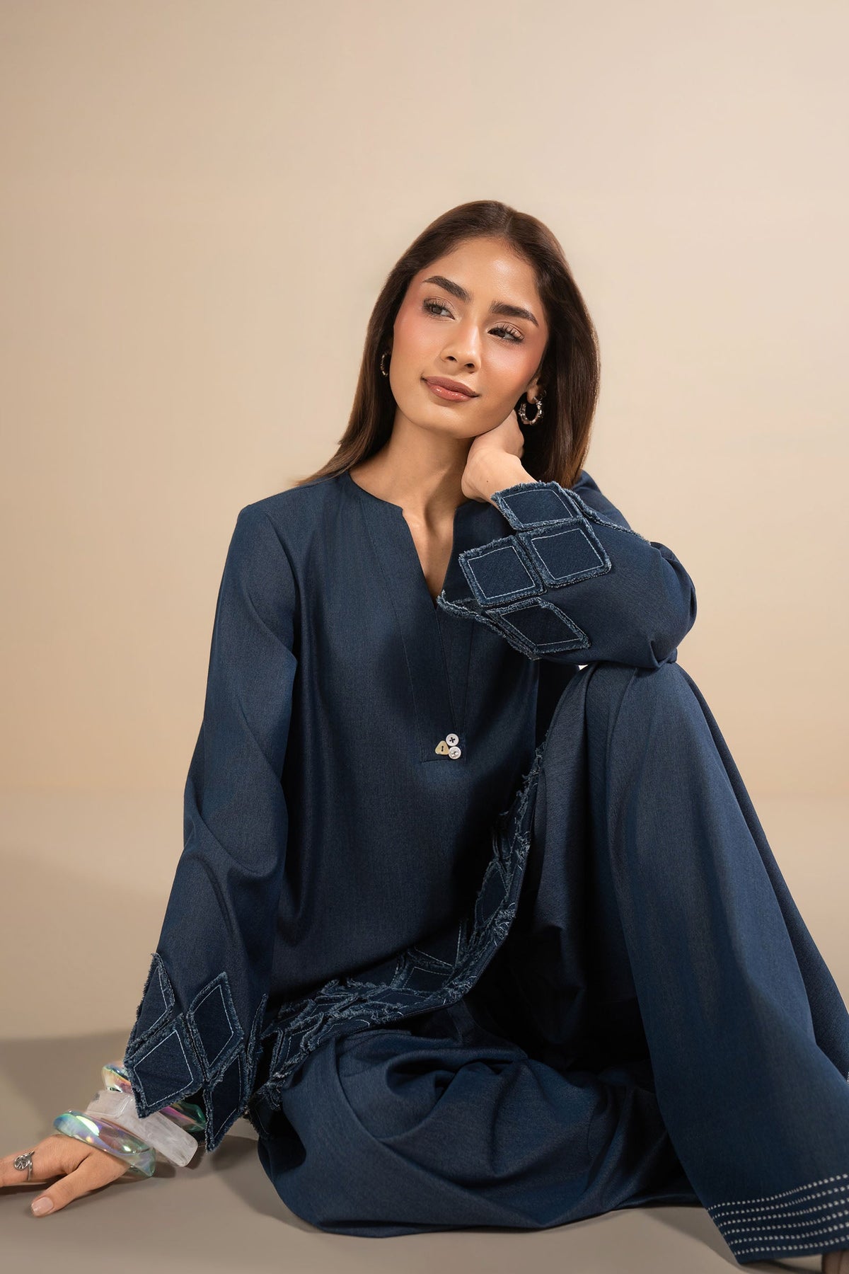 2 Pc Dyed Denim Suit