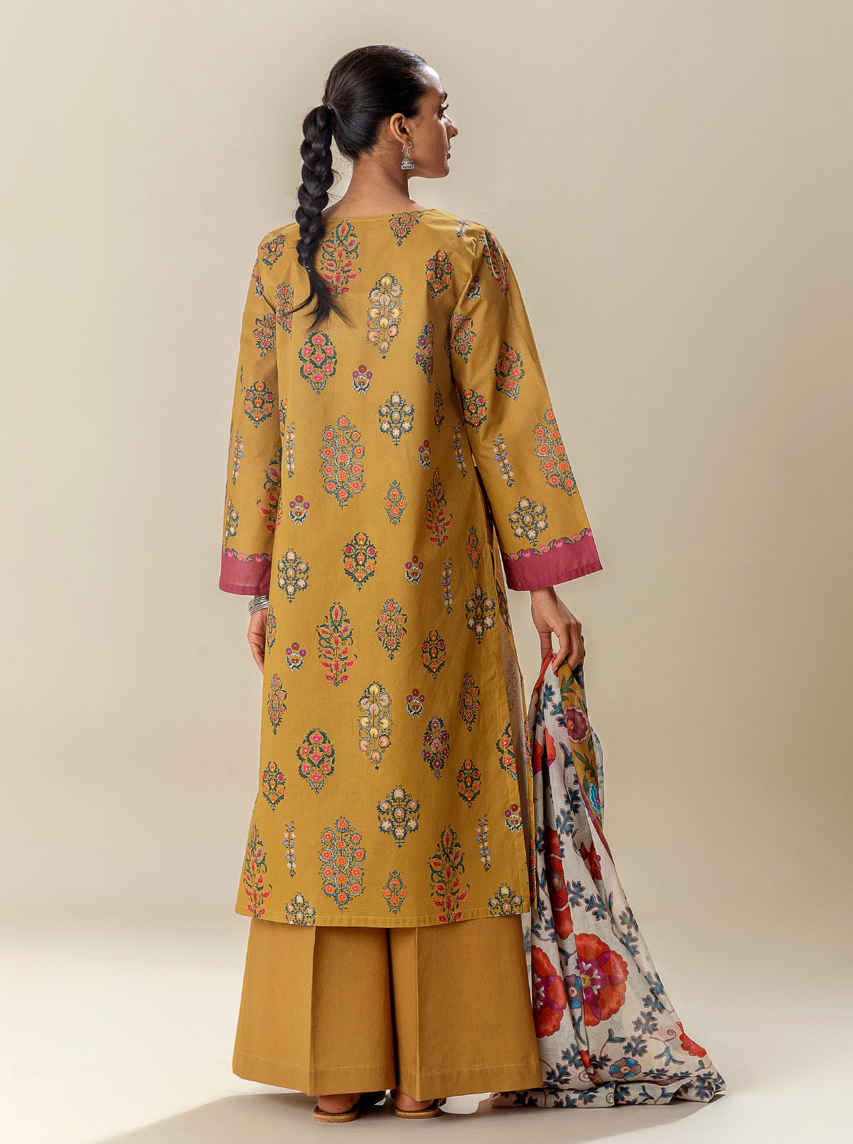 2 Piece Printed Suit-Obscure Ochre (Unstitched)