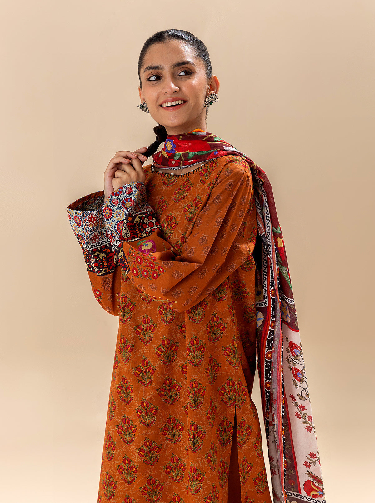 2 Piece Printed Lawn Suit-Royal Facades (Unstitched) (Unstitched)