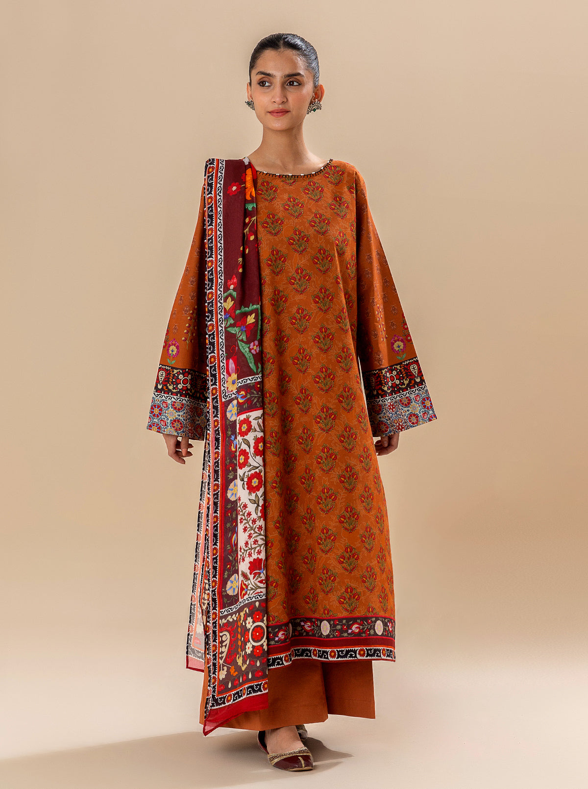 2 Piece Printed Lawn Suit-Royal Facades (Unstitched) (Unstitched)