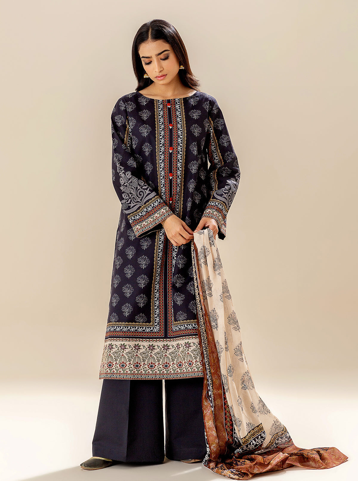 3 Piece Printed Lawn Suit - Ebony Vision (Unstitched)