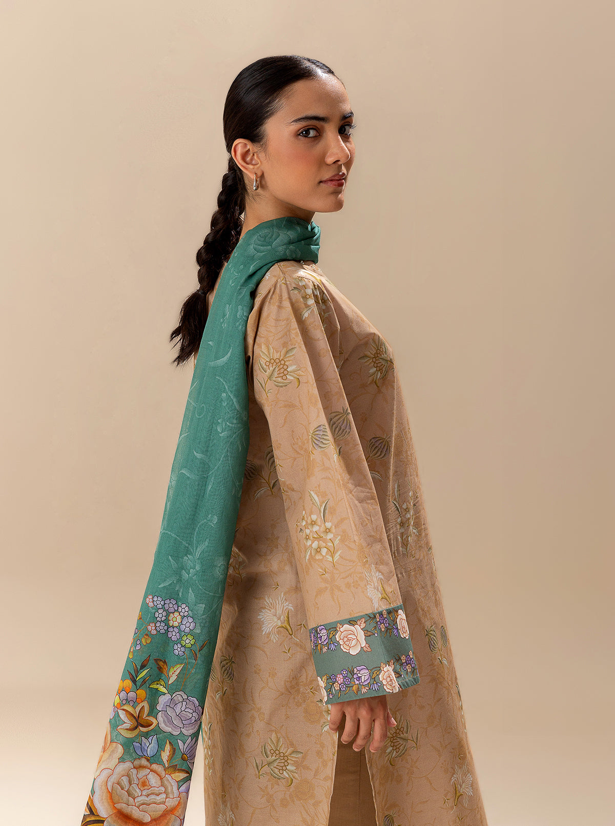 3 Piece Printed Lawn Suit-Glowy Sun (Unstitched)
