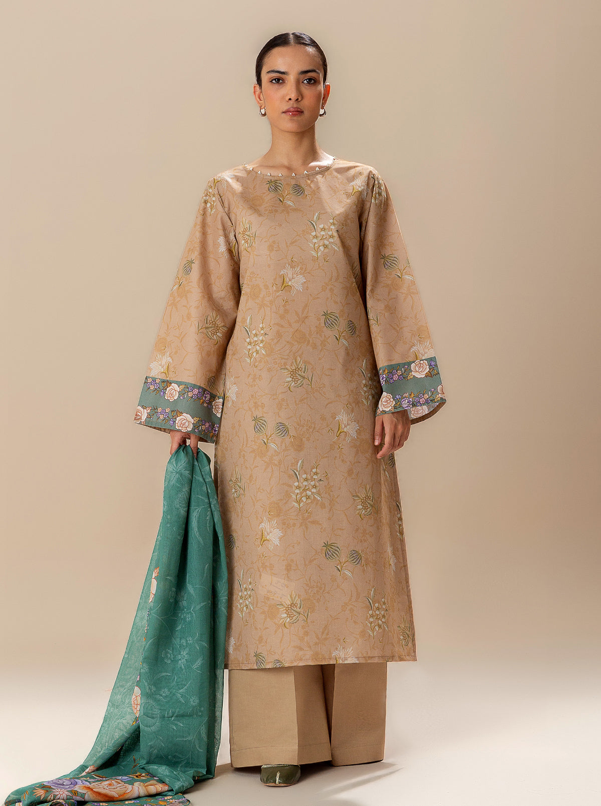 3 Piece Printed Lawn Suit-Glowy Sun (Unstitched)