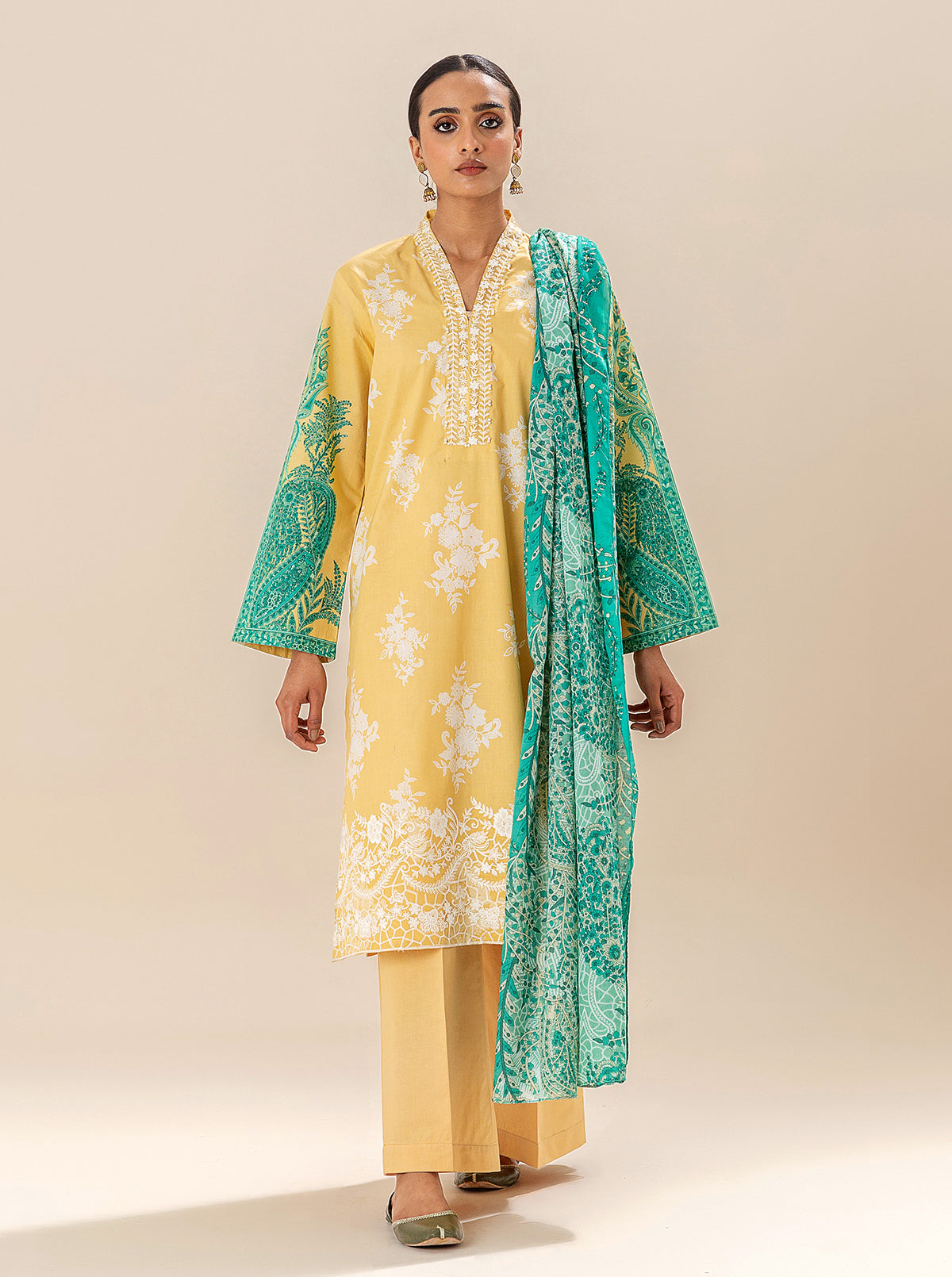 3 Piece Embroidered Lawn Suit-Sunshine Breeze (Unstitched)