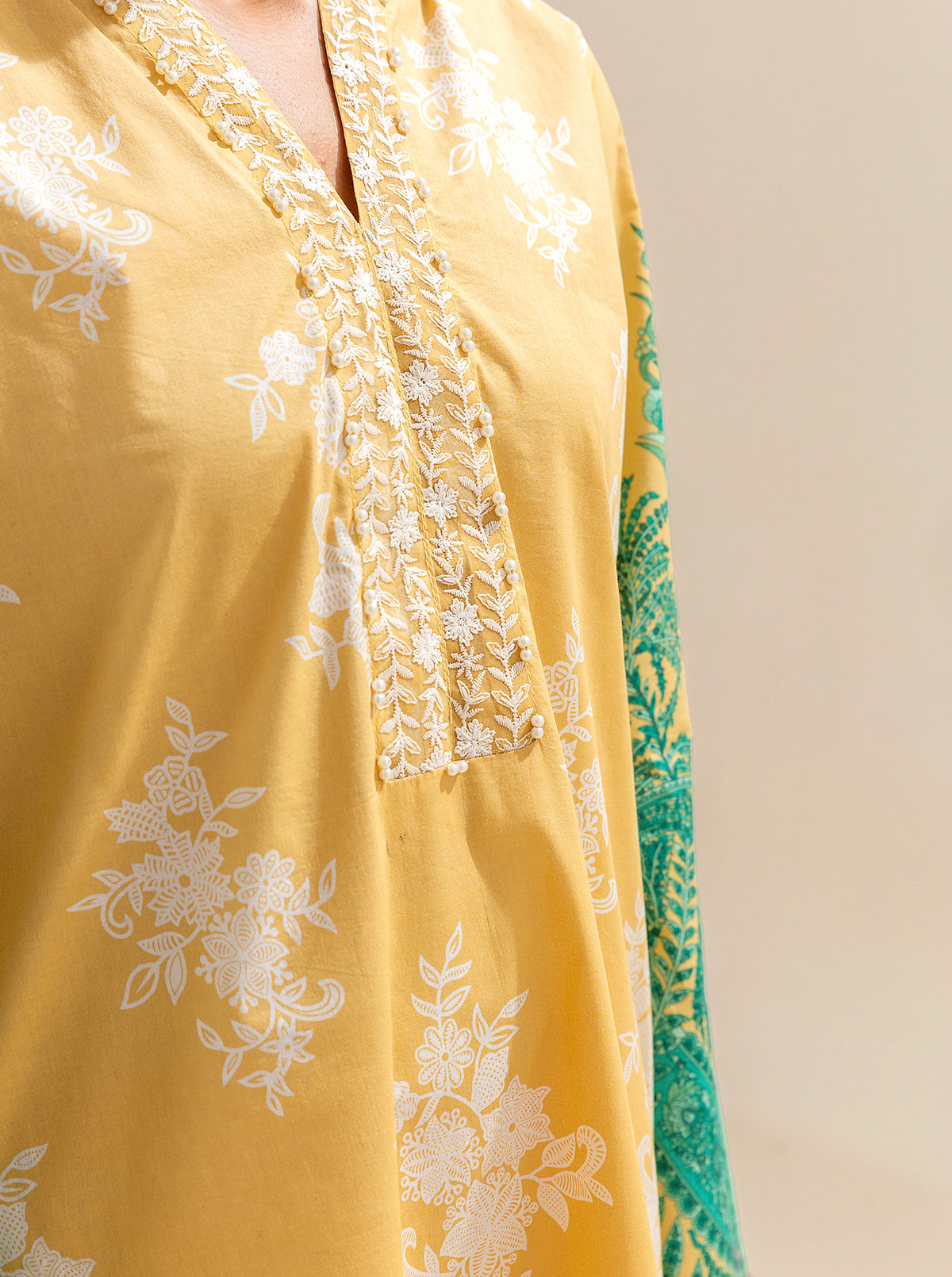 3 Piece Embroidered Lawn Suit-Sunshine Breeze (Unstitched)