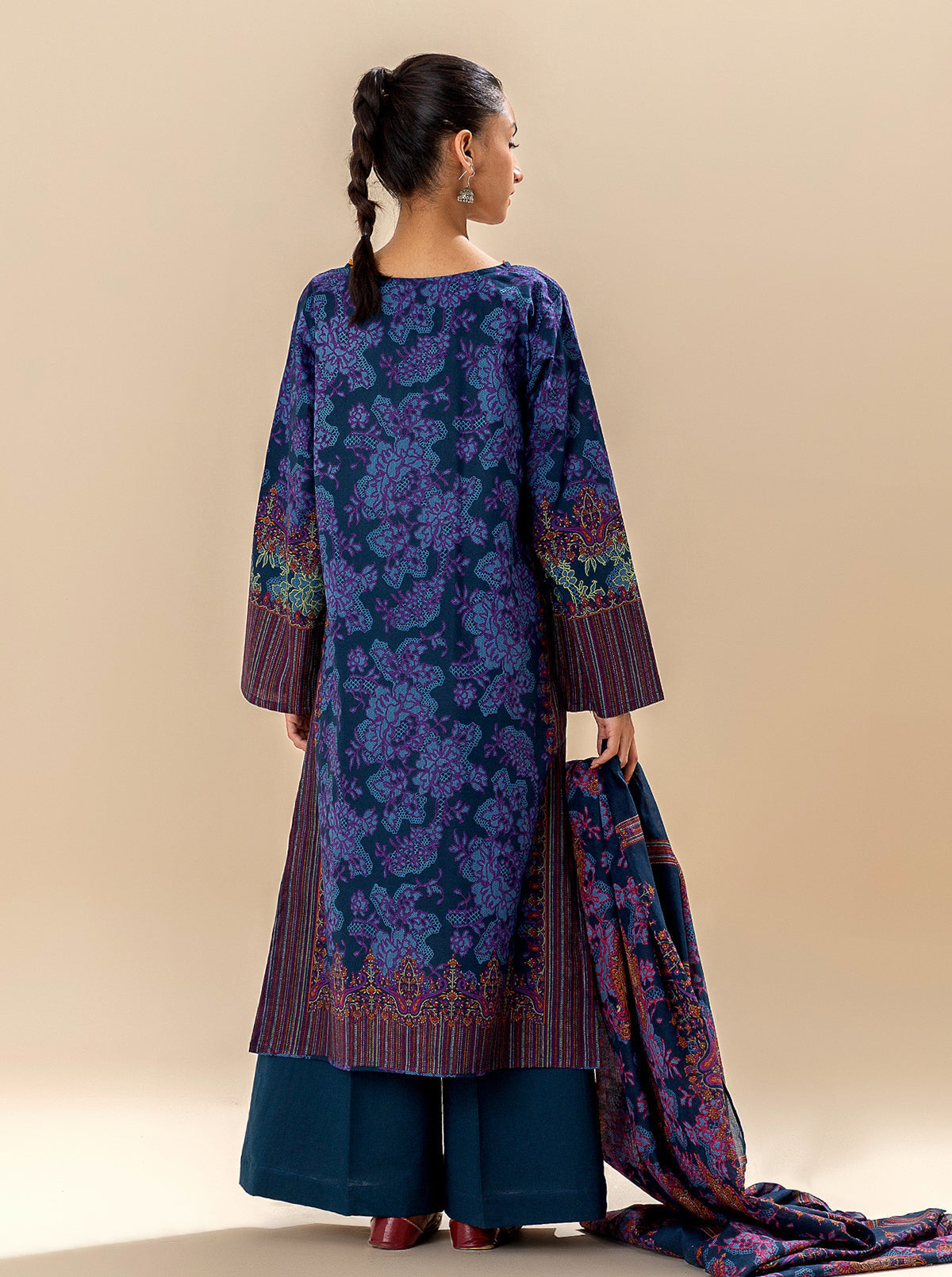 3 Piece Printed Lawn Suit-Sea Coral (Unstitched)