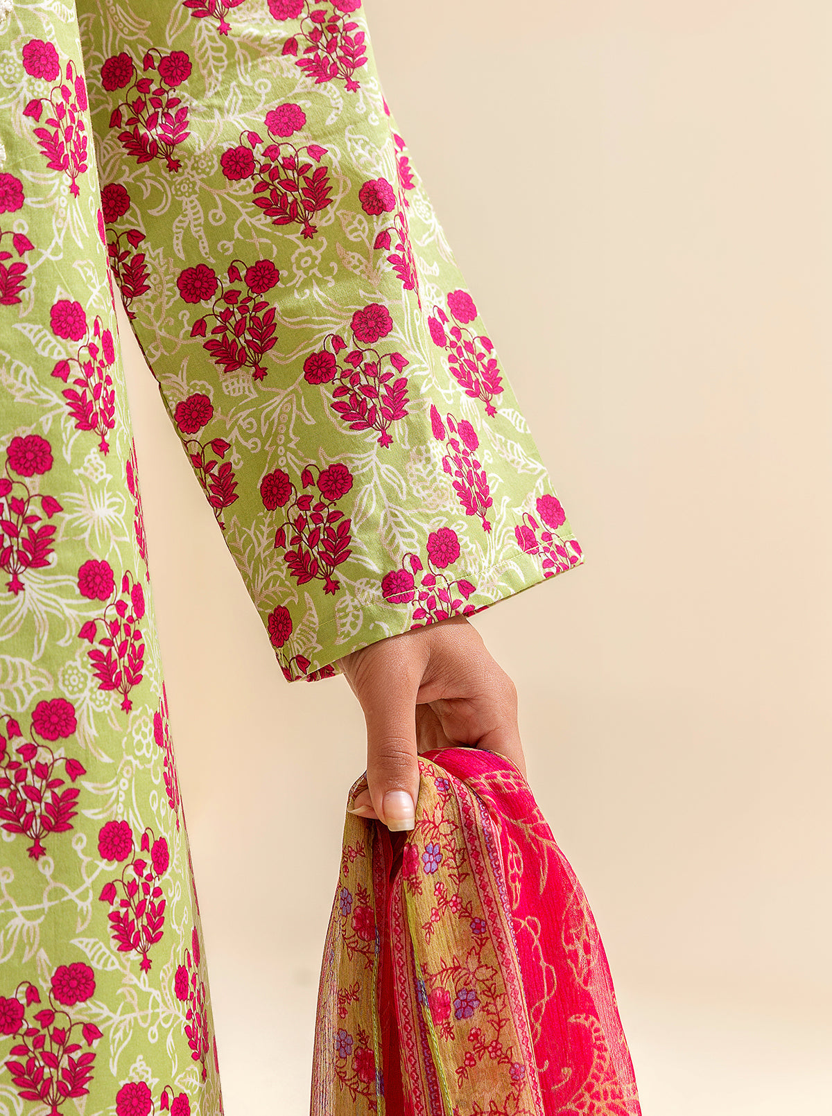 3 Piece Embroidered Lawn Suit - Meadow Grass (Unstitched)