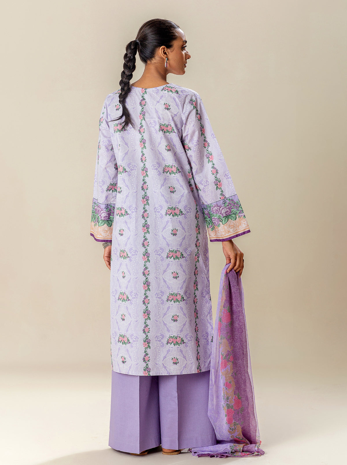 3 Piece Embroidered Suit-Lilac Fantasy (Unstitched)