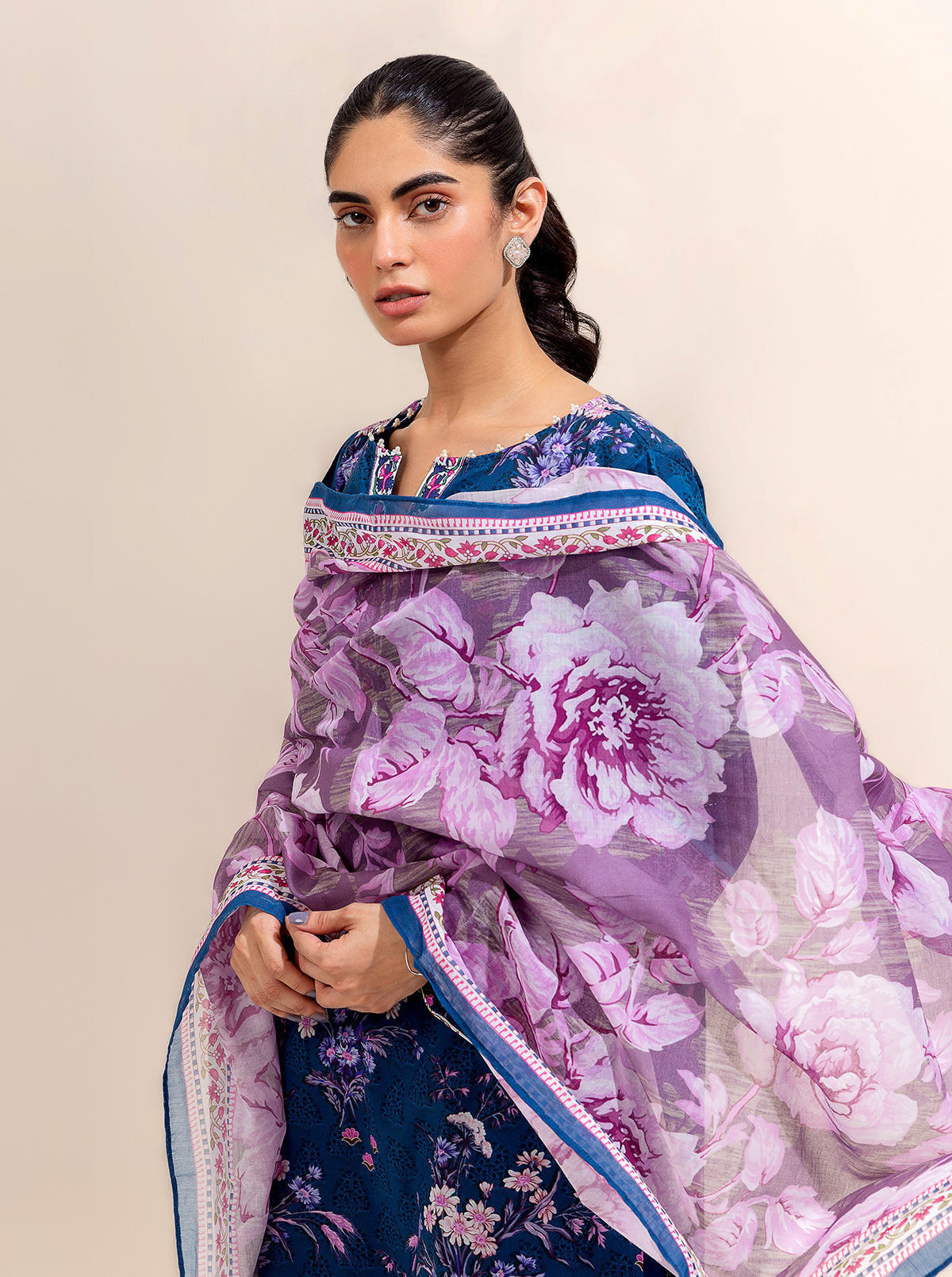 3 Piece Printed Lawn-Midnight Bismuth (Unstitched)