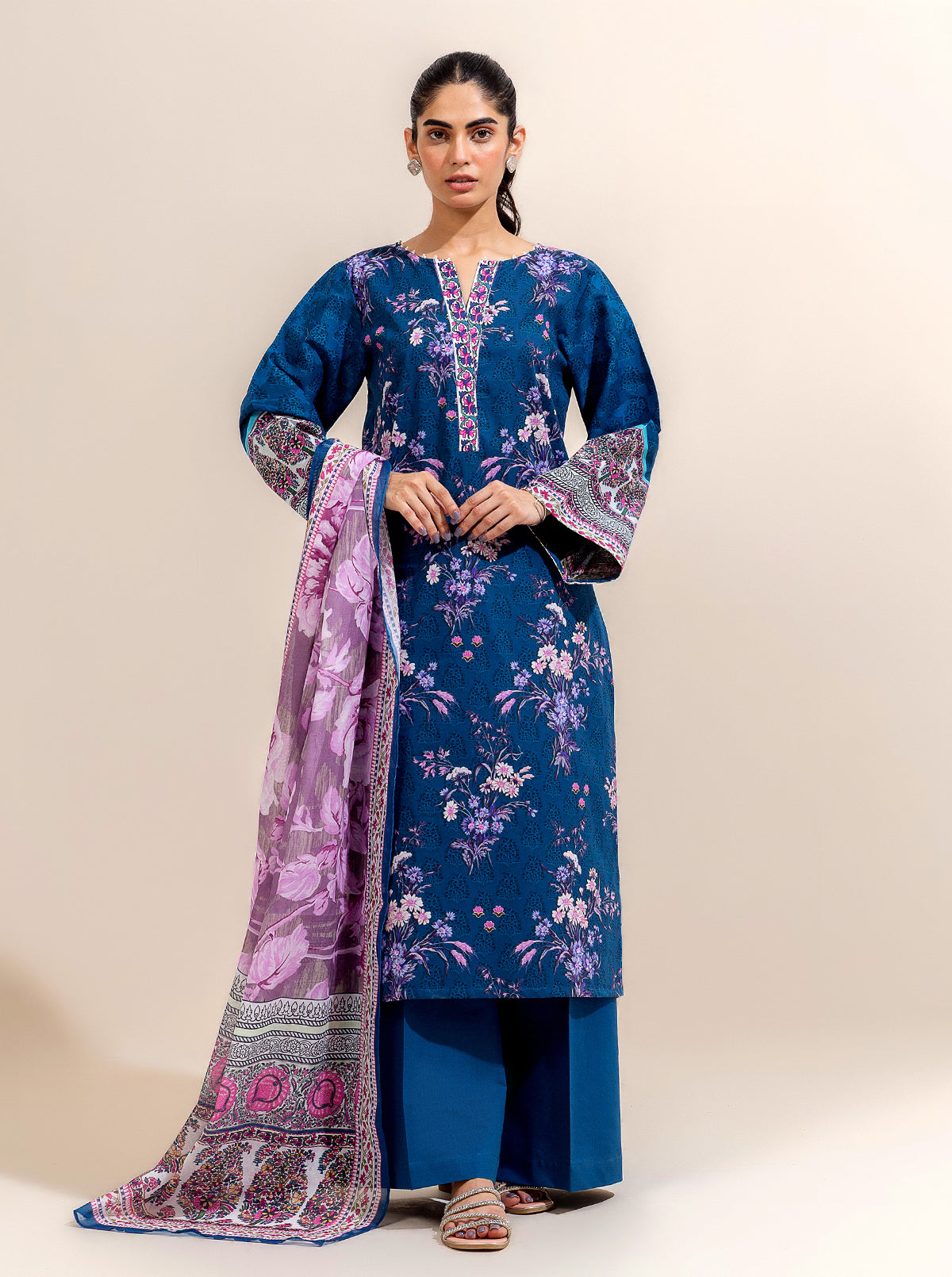 3 Piece Printed Lawn-Midnight Bismuth (Unstitched)