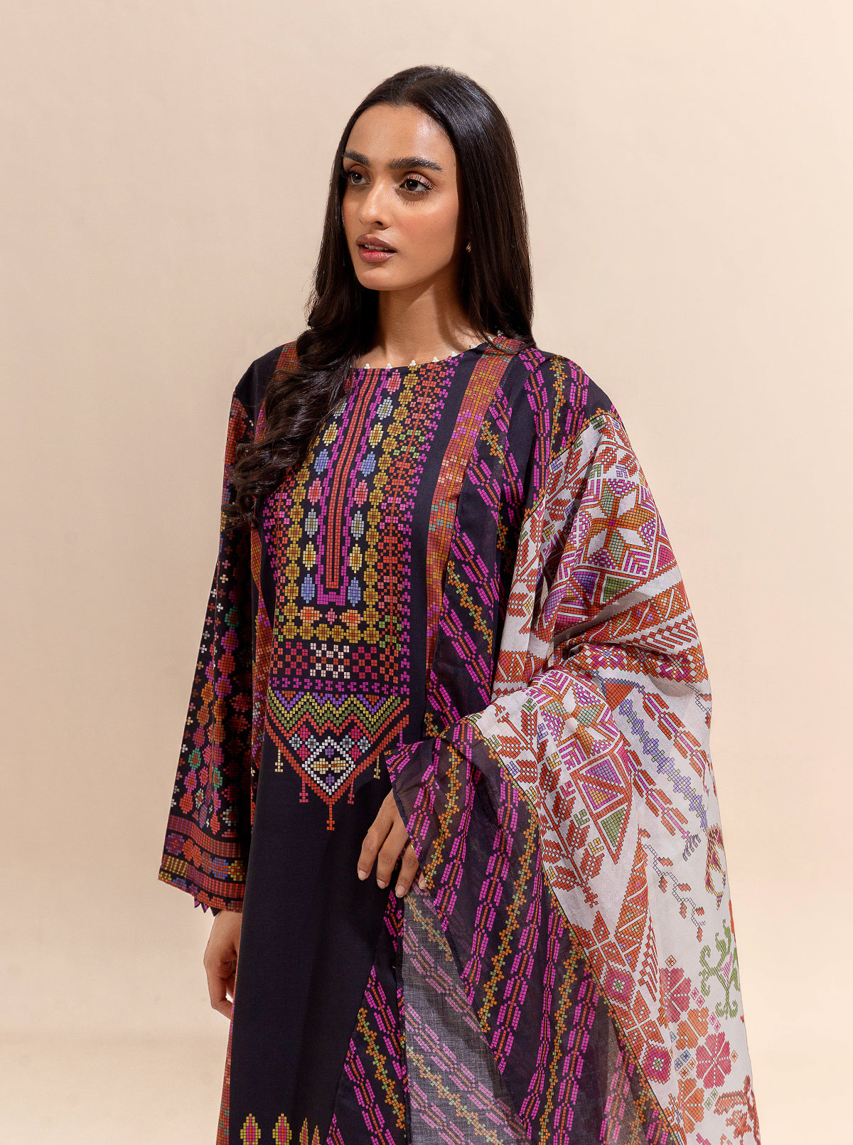 2 Piece Printed Lawn Suit-Knitty Gritty (Unstitched)