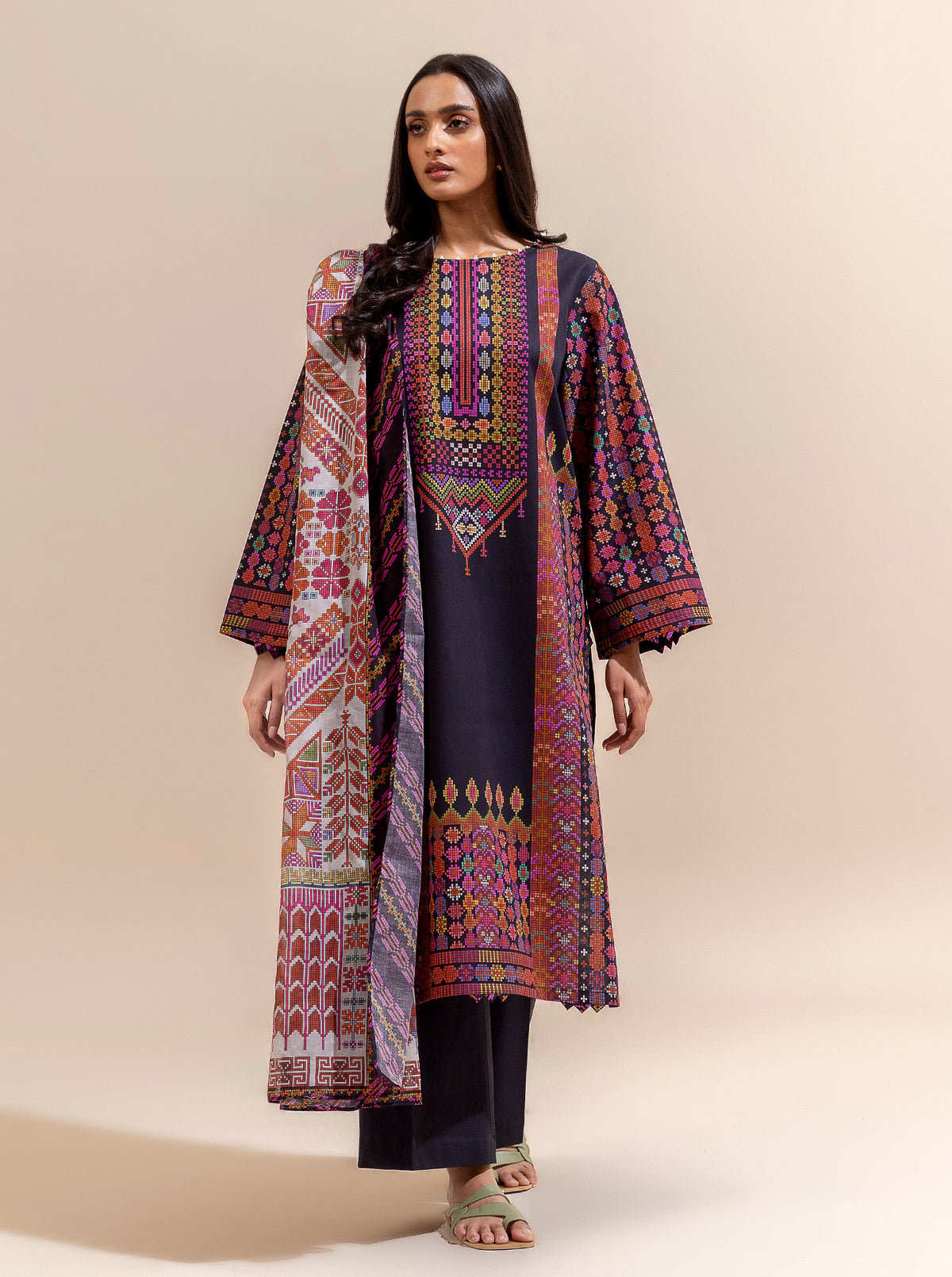 2 Piece Printed Lawn Suit-Knitty Gritty (Unstitched)