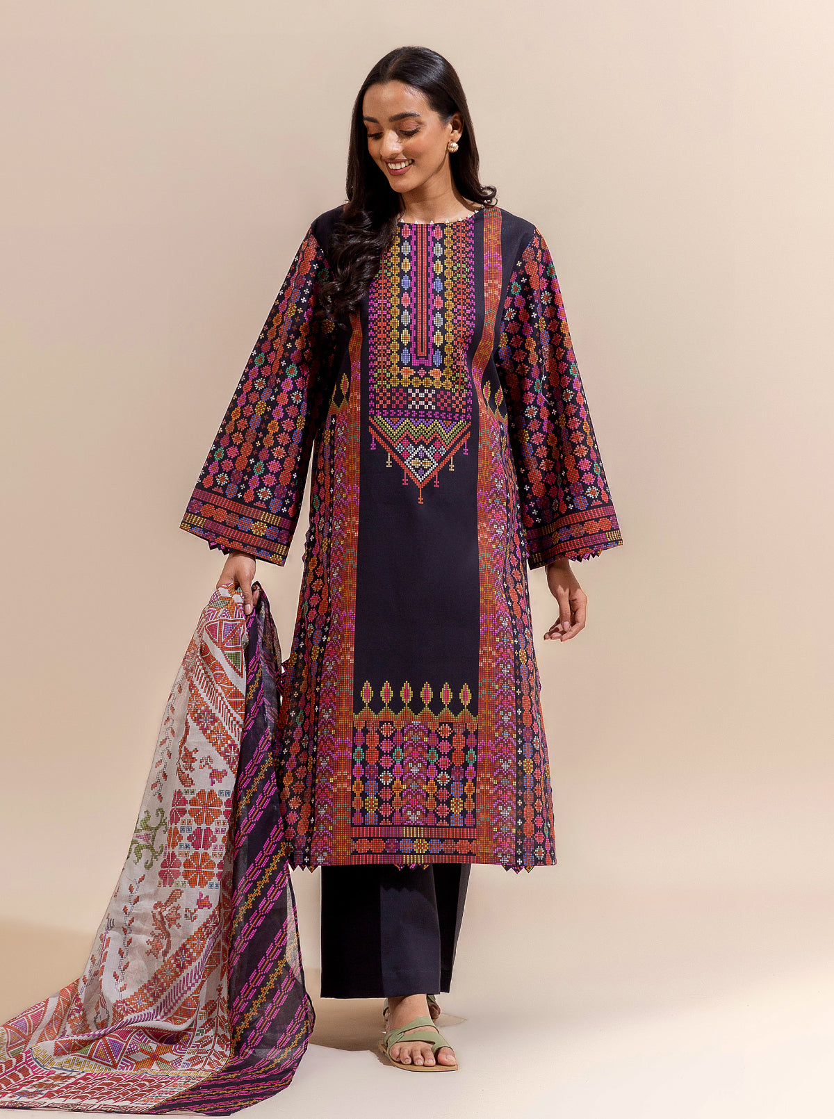 2 Piece Printed Lawn Suit-Knitty Gritty (Unstitched)