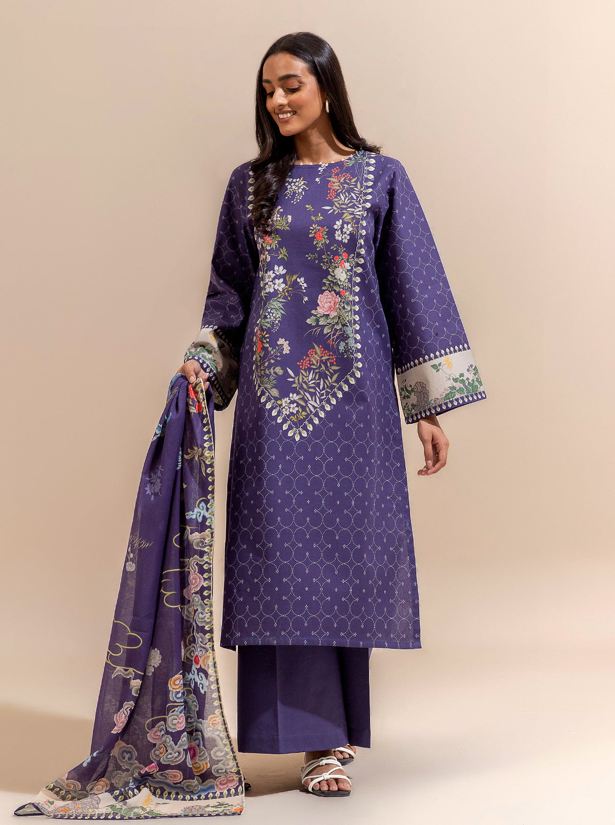 3 Piece Printed Lawn Suit-Cliff Breeze (Unstitched)