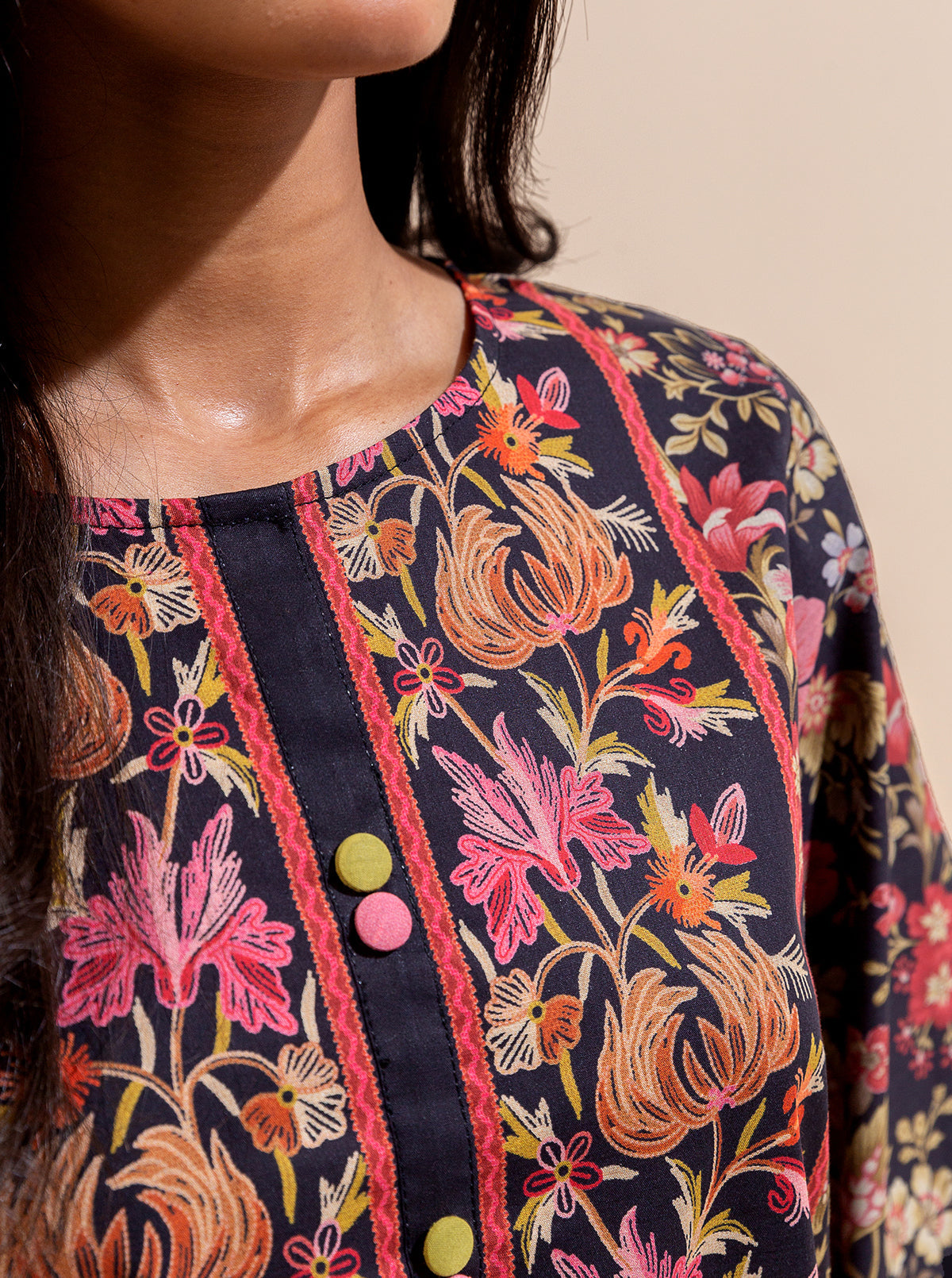 2 Piece Printed Lawn Suit-Ebony Garden (Unstitched)