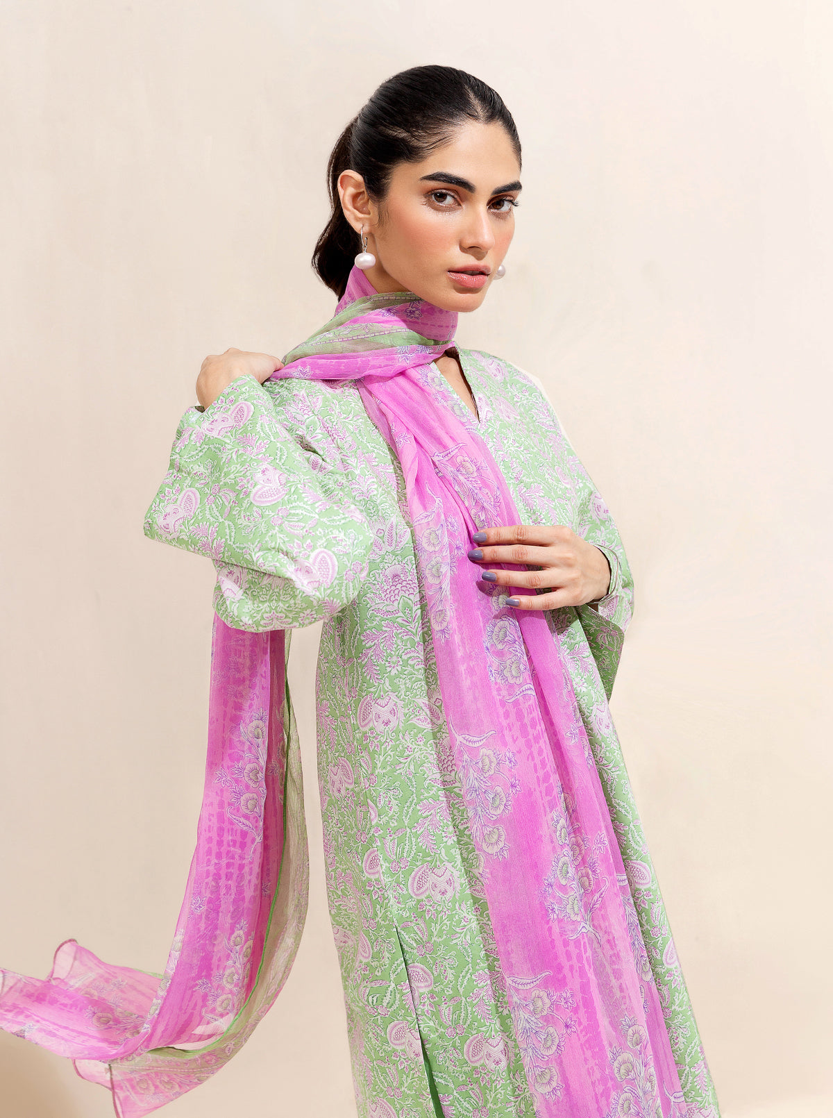 3 Piece Printed Lawn-Apple Toffee (Unstitched)