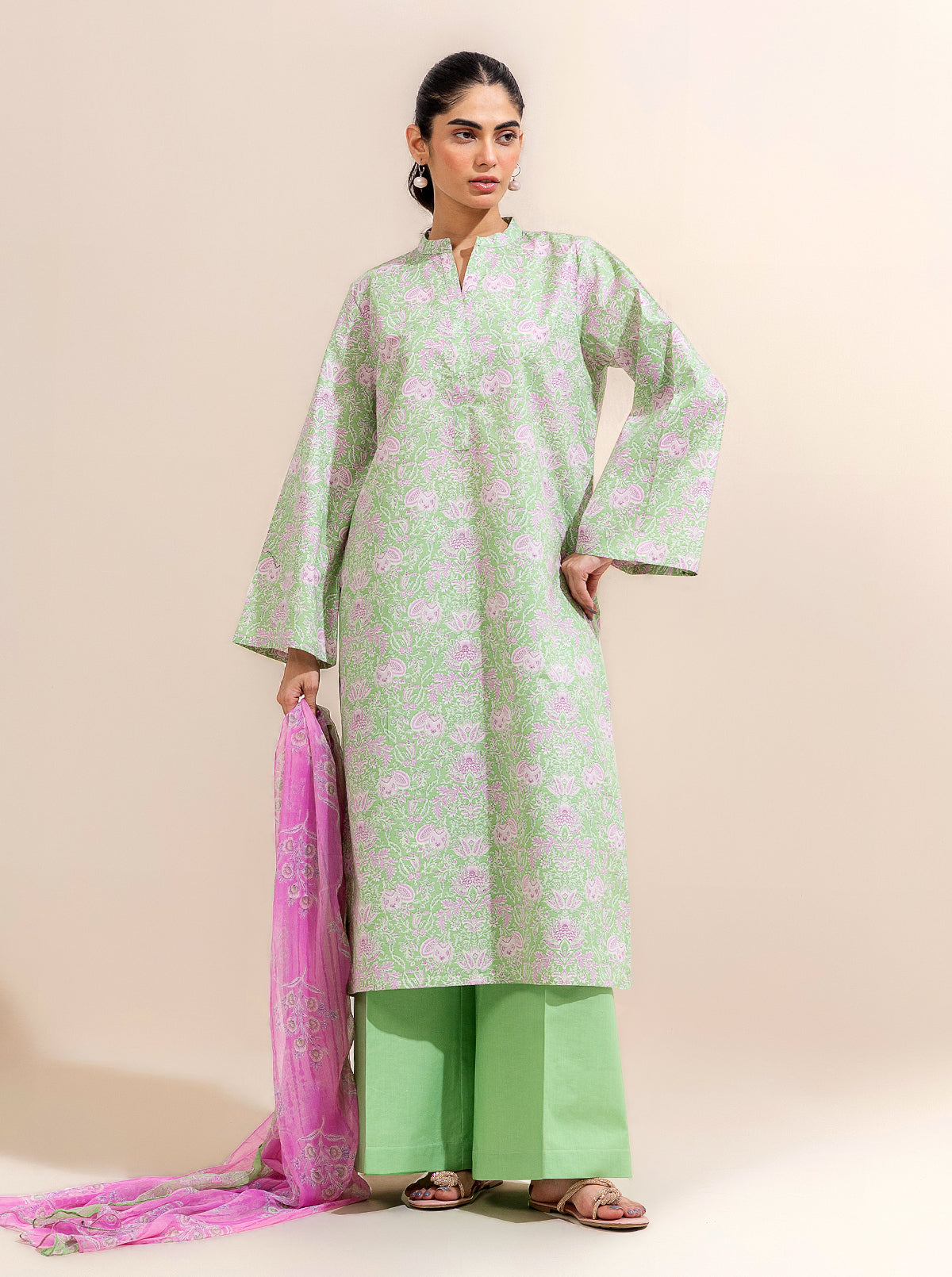 3 Piece Printed Lawn-Apple Toffee (Unstitched)