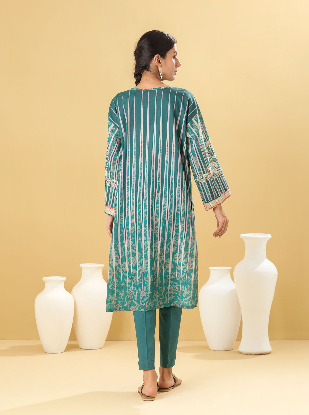 1 PIECE - PRINTED LAWN SHIRT - TEAL QUARTZ
