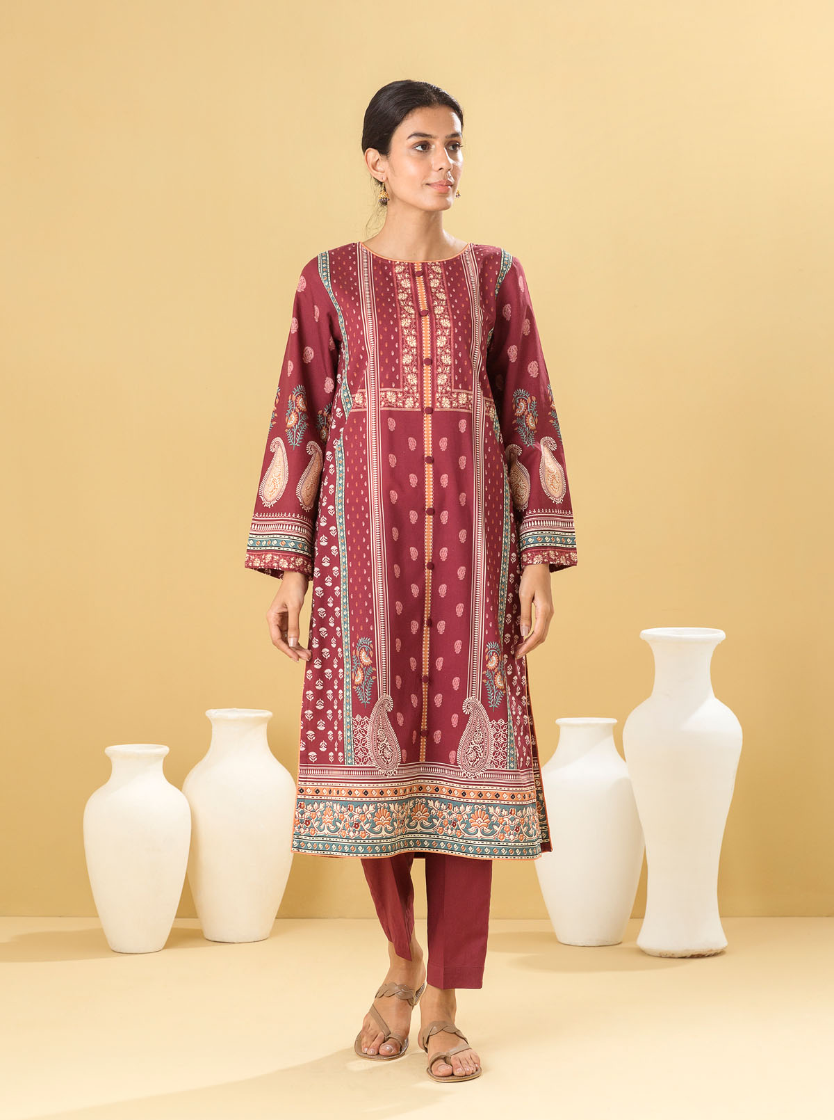 1 PIECE - PRINTED LAWN SHIRT - ETHNIC OBSESSION