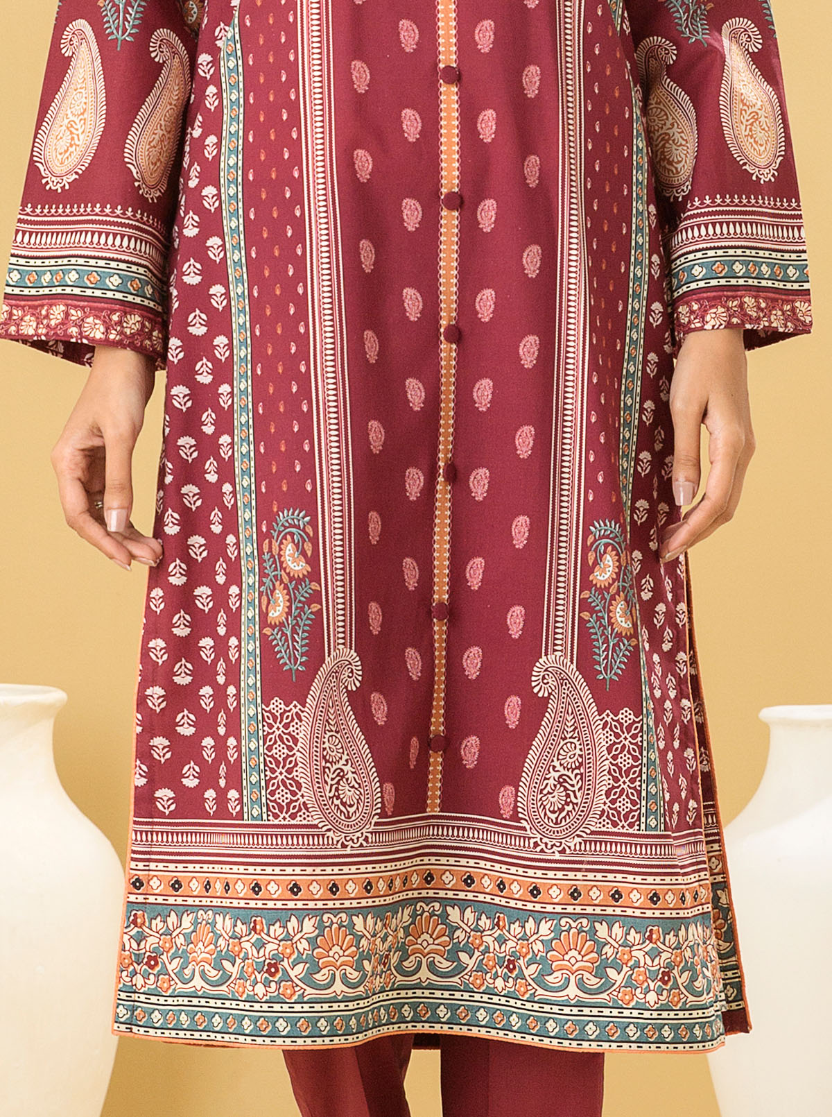 1 PIECE - PRINTED LAWN SHIRT - ETHNIC OBSESSION