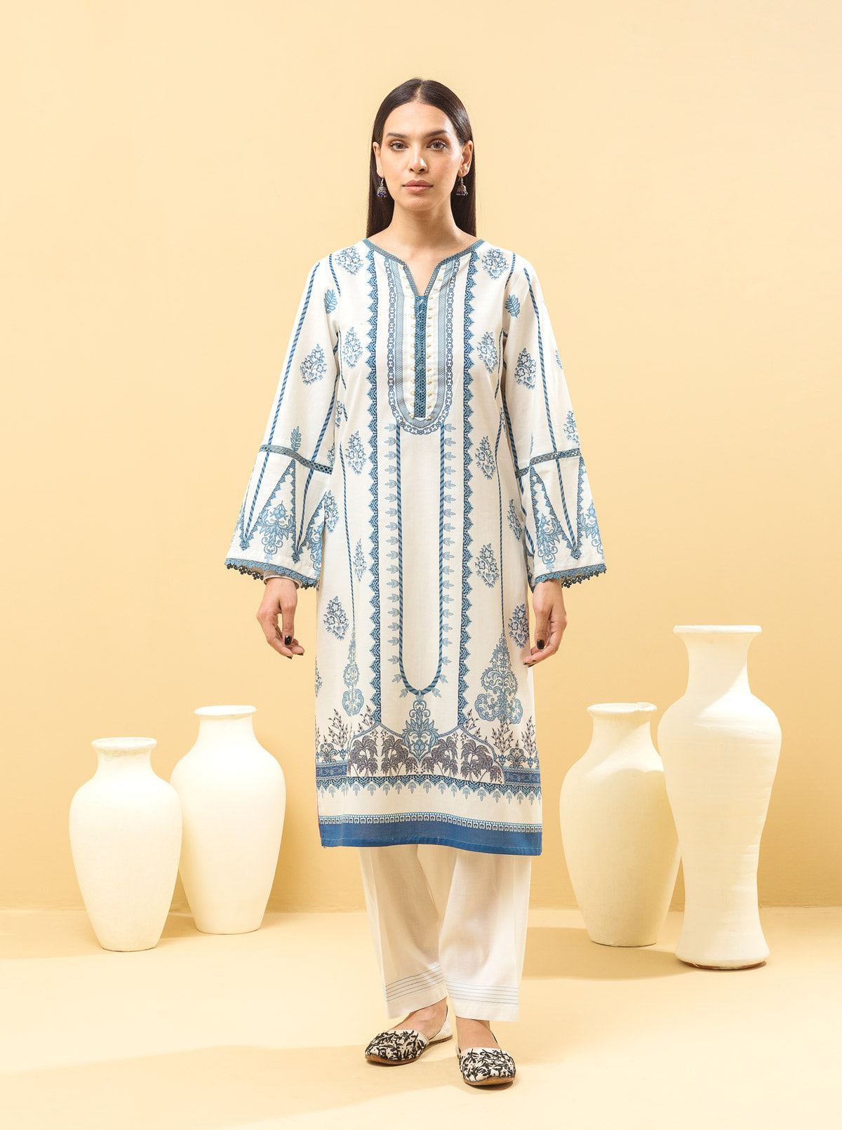 2 Piece - Printed Lawn Suit - Cerulean Opal