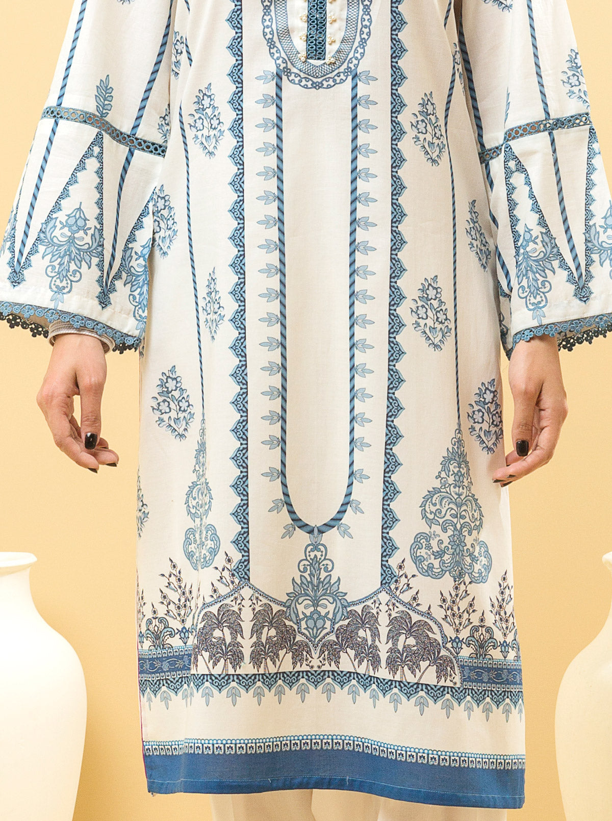 2 Piece - Printed Lawn Suit - Cerulean Opal