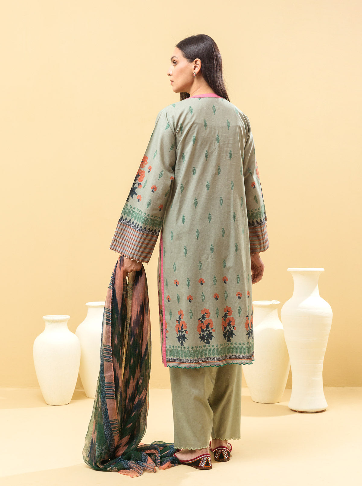 2 Piece - Printed Lawn Suit - Spring Jade