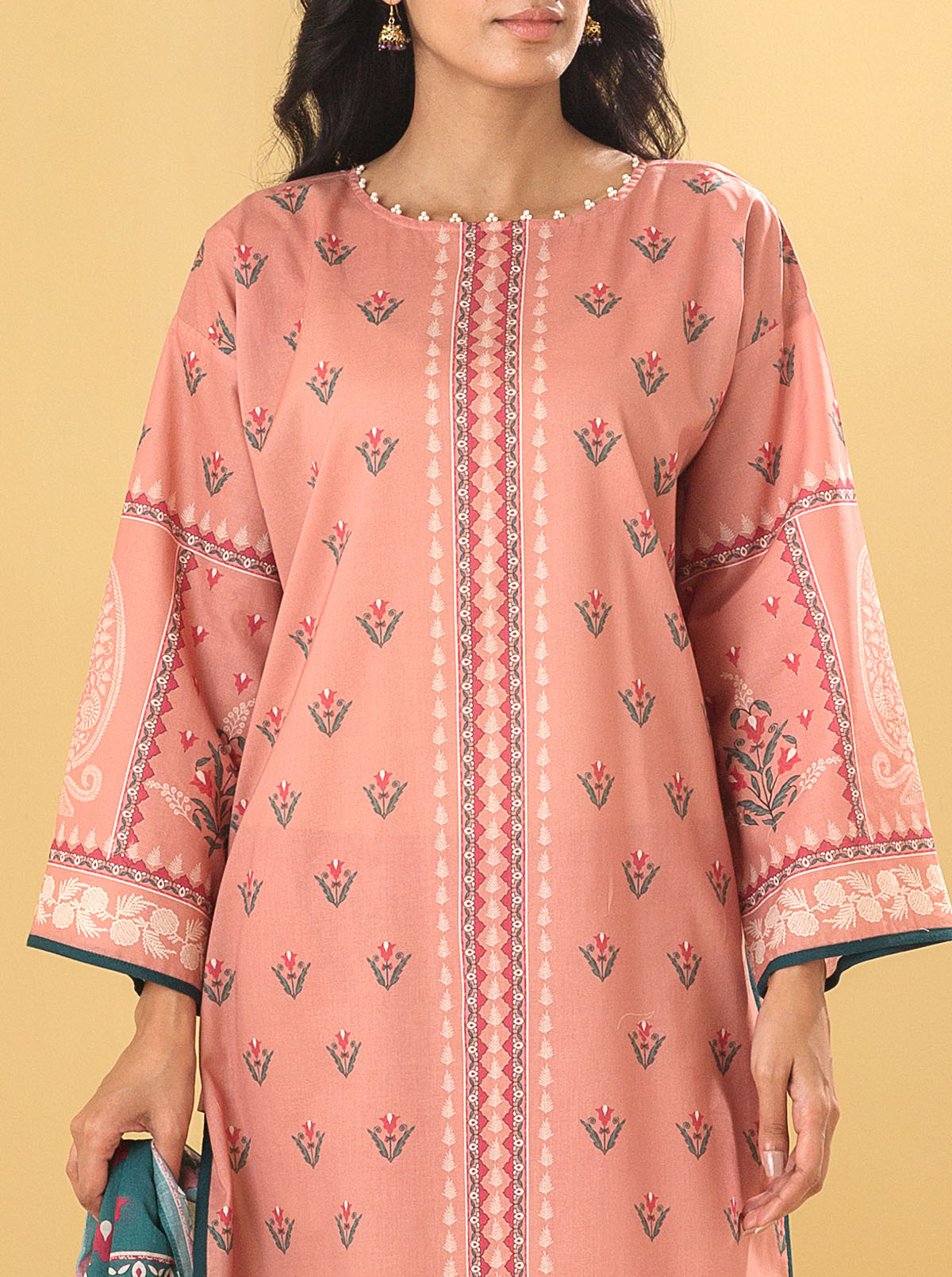 3 Piece - Printed Lawn Suit - Impatiens Petal