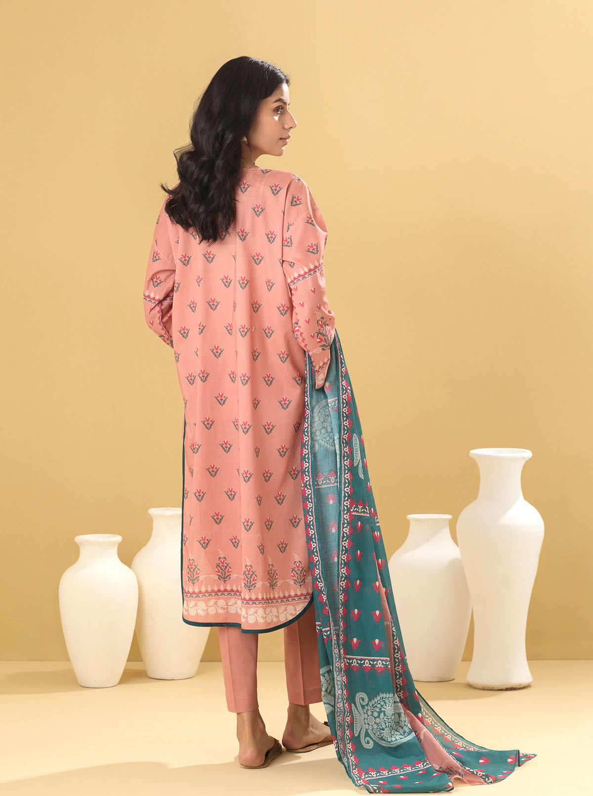 3 Piece - Printed Lawn Suit - Impatiens Petal