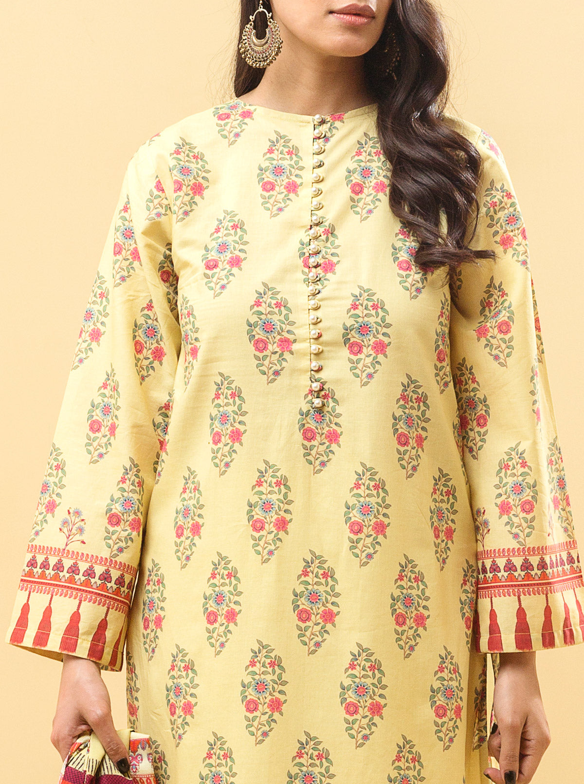 2 PIECE - PRINTED LAWN SUIT - BLOOMING OBSESSIONMB1S22U34-2-BEIGE-2000000197276-2PC