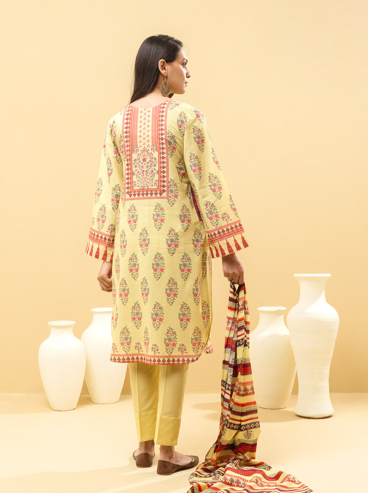 2 PIECE - PRINTED LAWN SUIT - BLOOMING OBSESSIONMB1S22U34-2-BEIGE-2000000197276-2PC