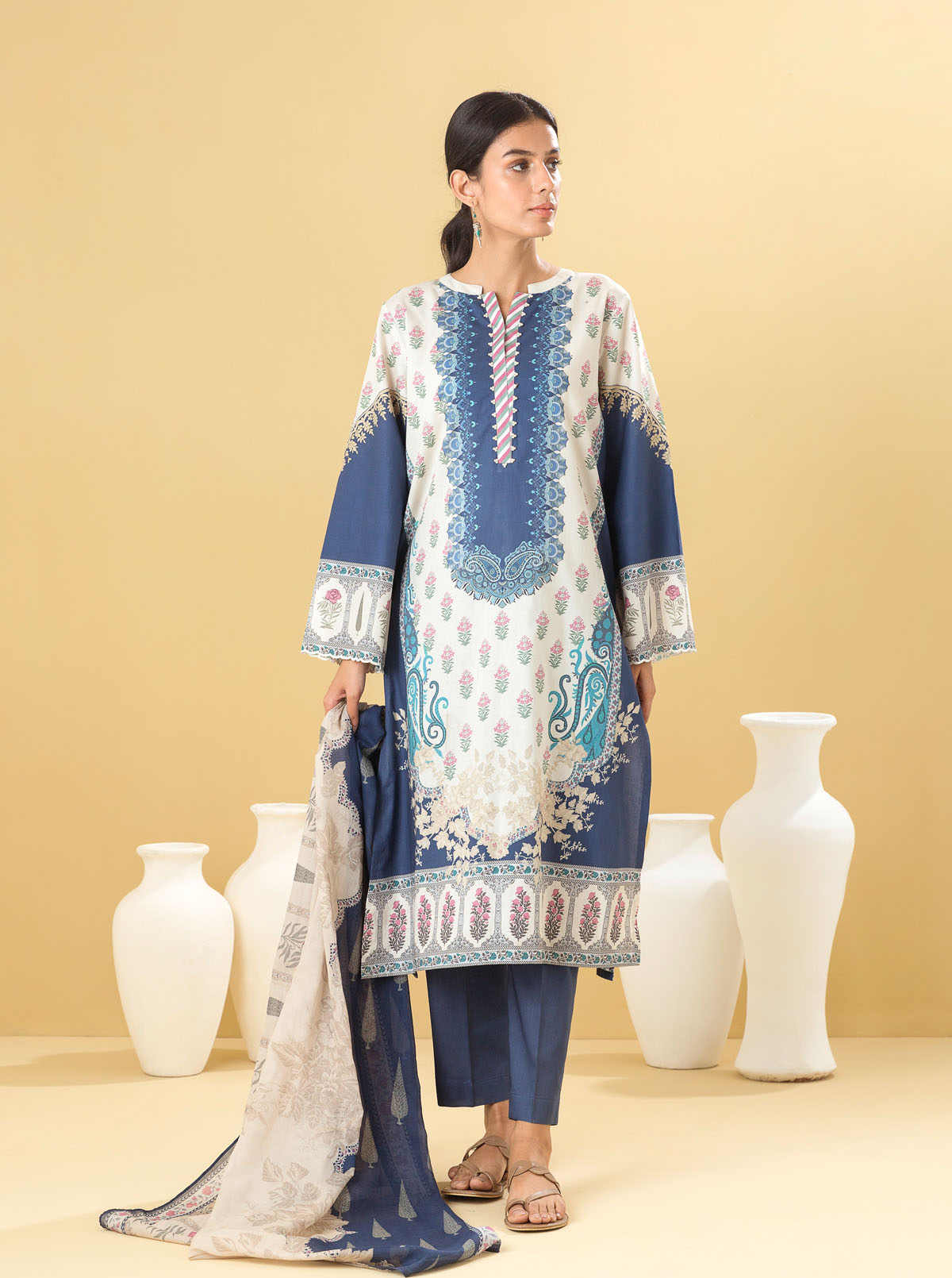 3 Piece - Printed Lawn Suit - Oriental Escape