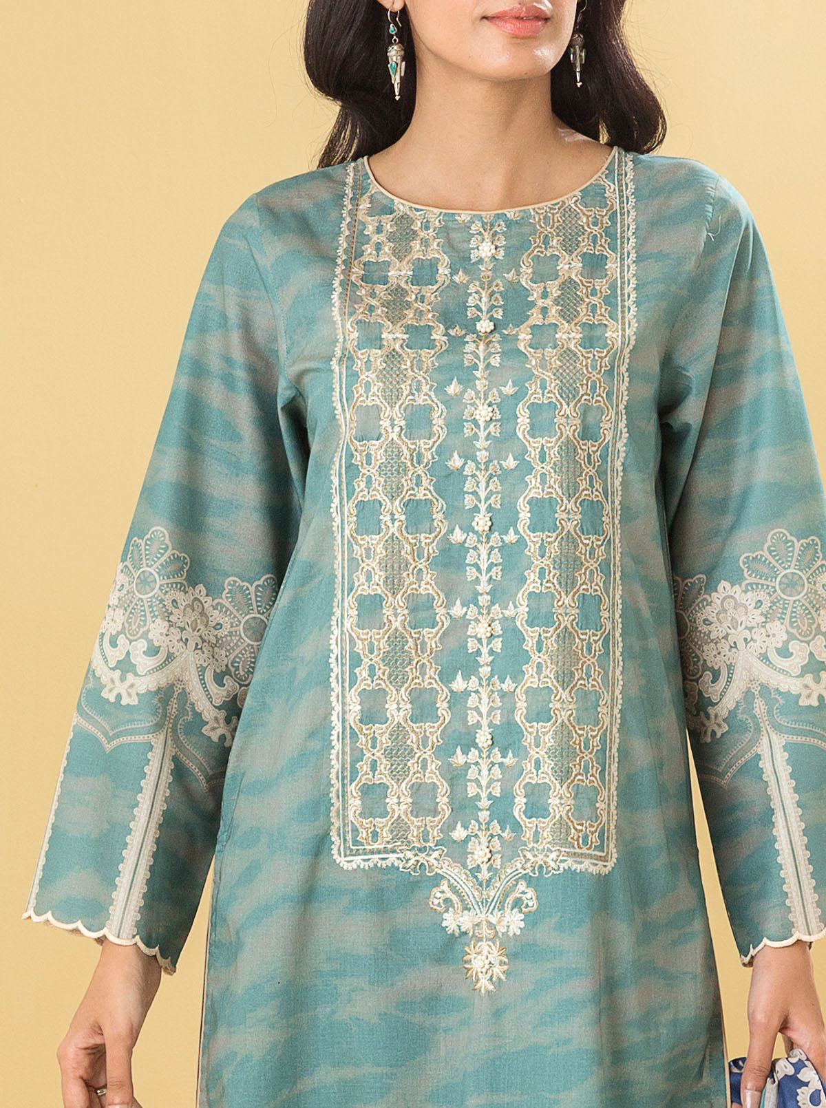 3 Piece - Embroidered Lawn Suit - Gemstone Teal