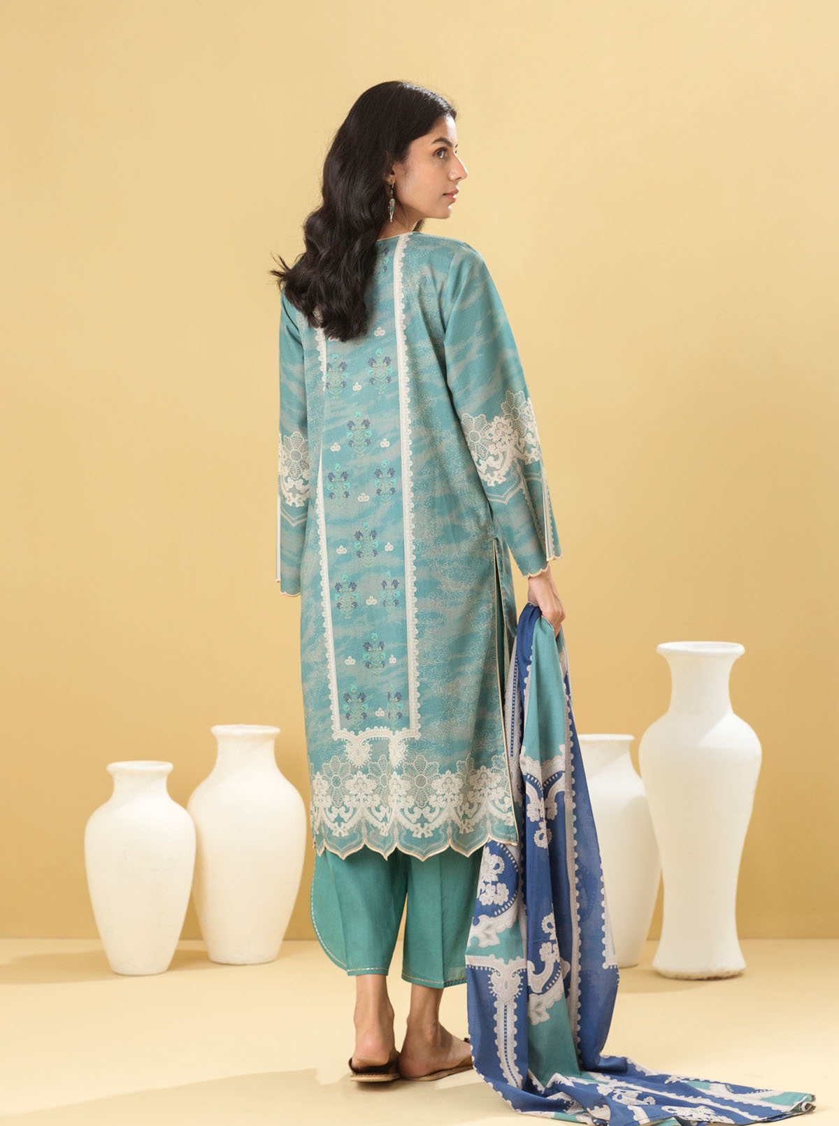3 Piece - Embroidered Lawn Suit - Gemstone Teal