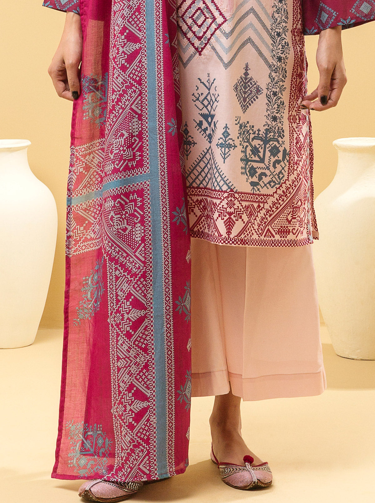 3 Piece - Embroidered Lawn Suit - Tribal Treasure