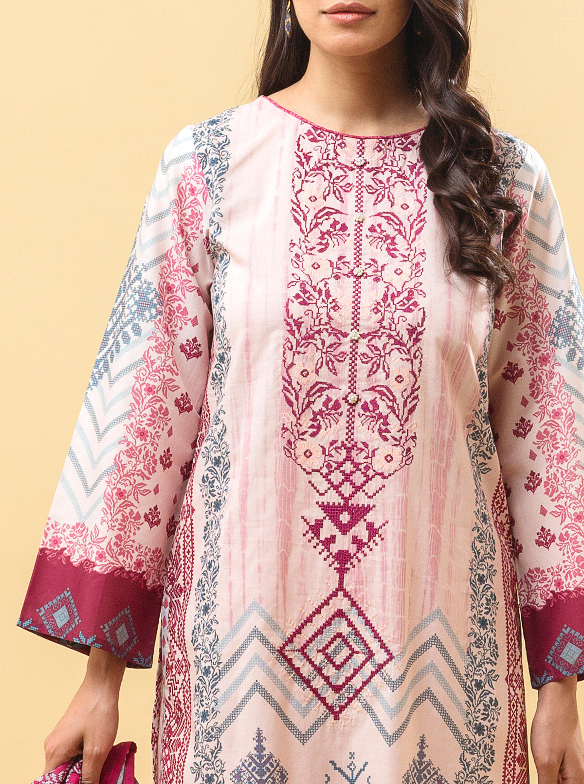 3 Piece - Embroidered Lawn Suit - Tribal Treasure