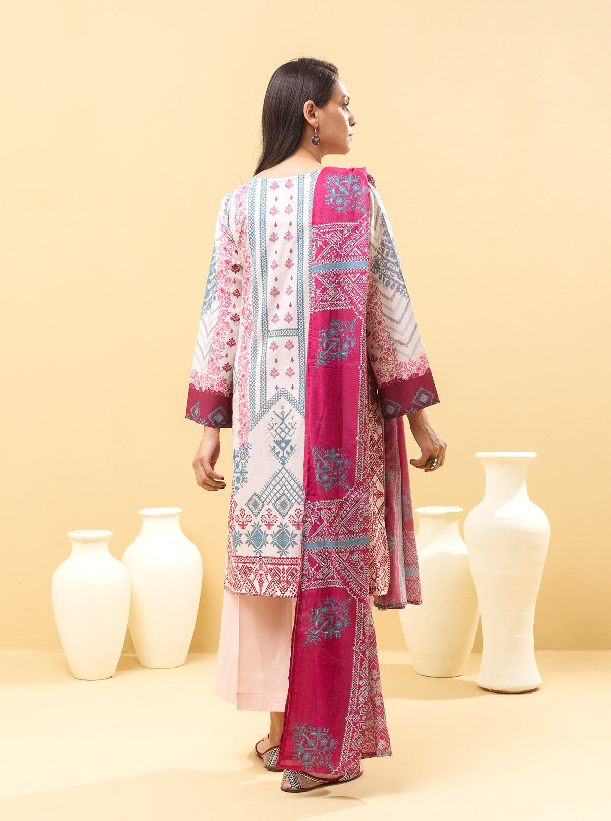 3 Piece - Embroidered Lawn Suit - Tribal Treasure