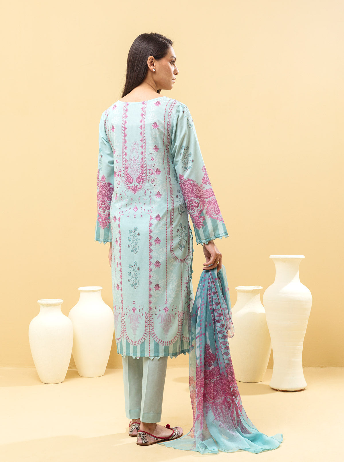 3 Piece - Printed Lawn Suit - Icy Mist