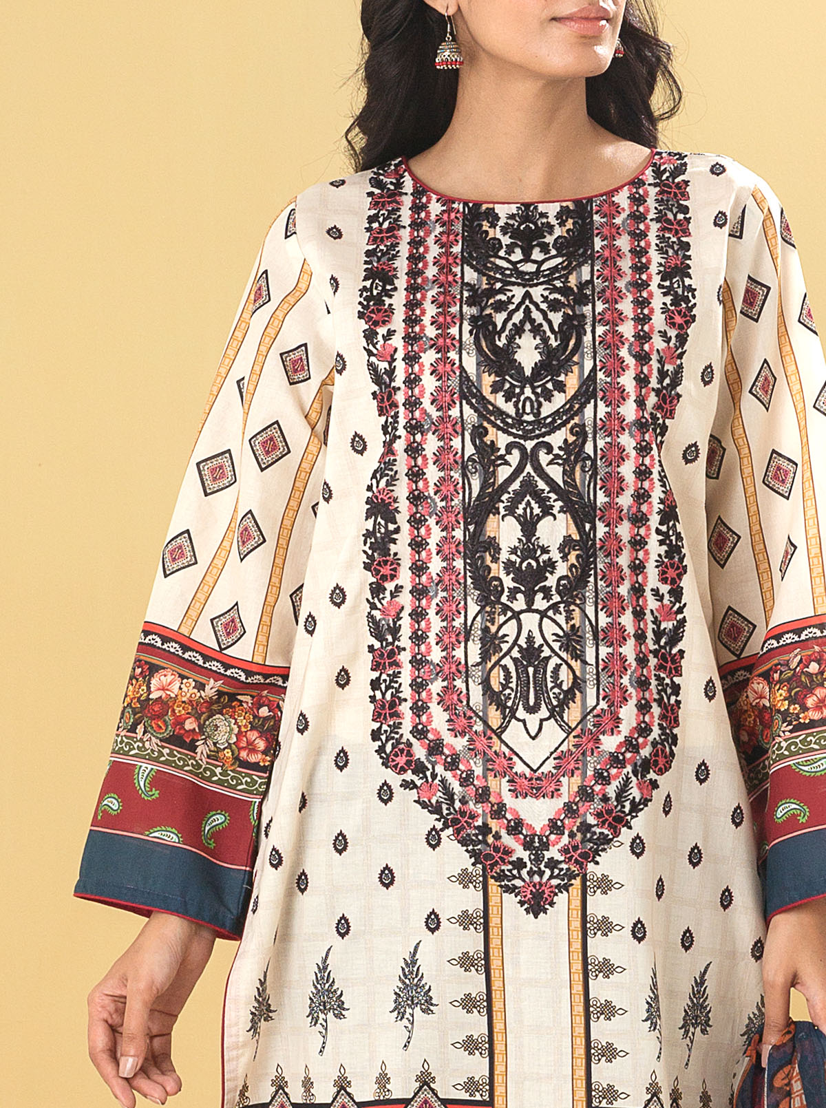 3 Piece - Embroidered Lawn Suit - Pearly Jewel