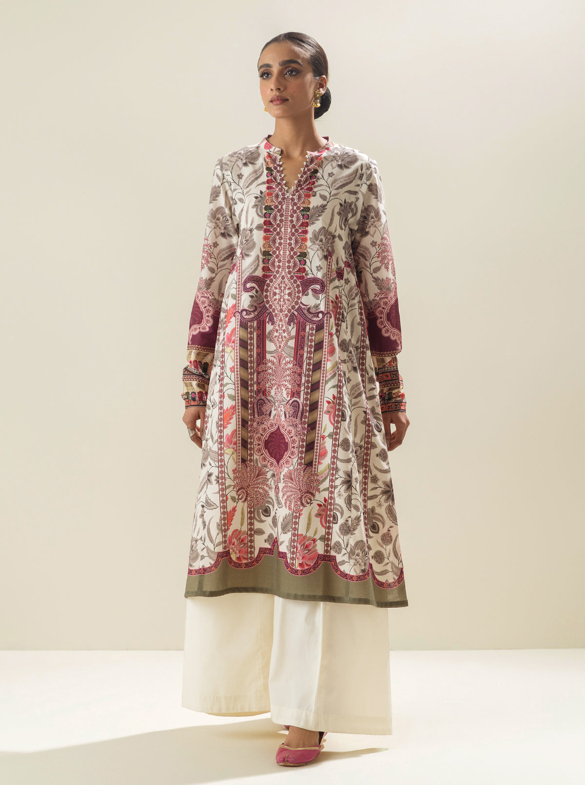 1 PIECE - PRINTED LAWN SHIRT - HARMONIOUS ROOTS