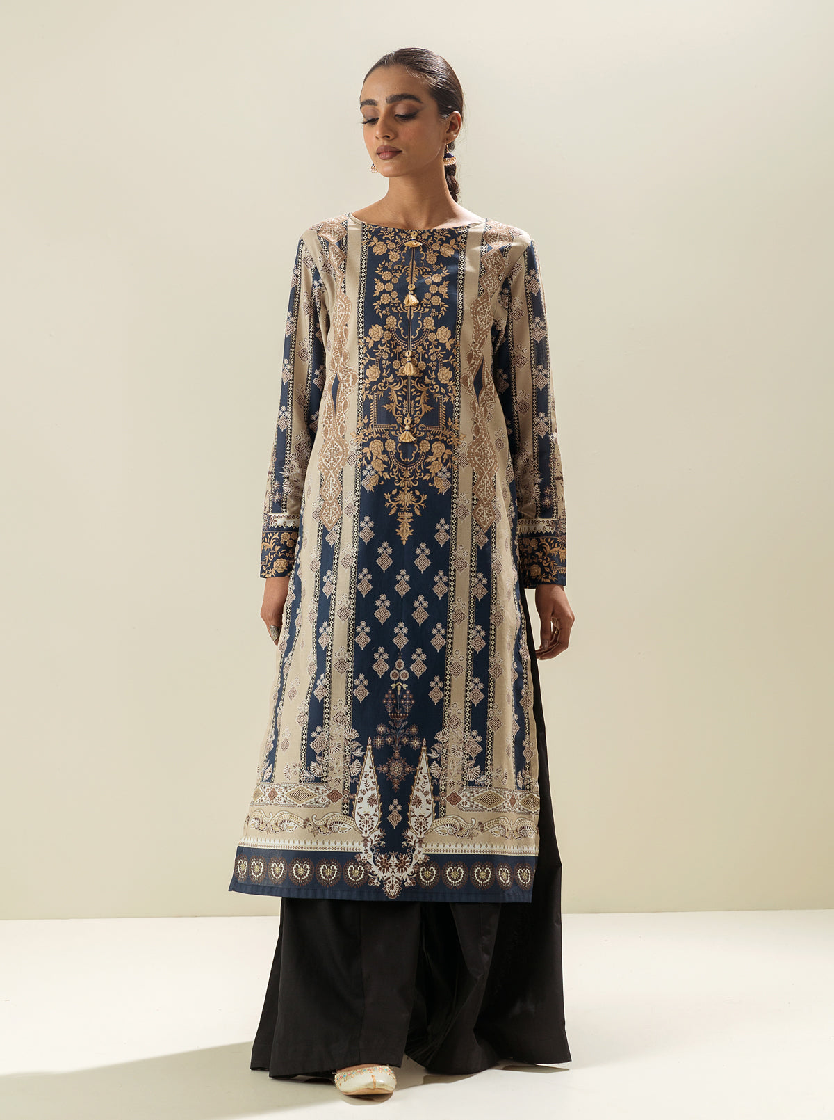 1 PIECE - PRINTED LAWN SHIRT - STATUESQUE FLOWER