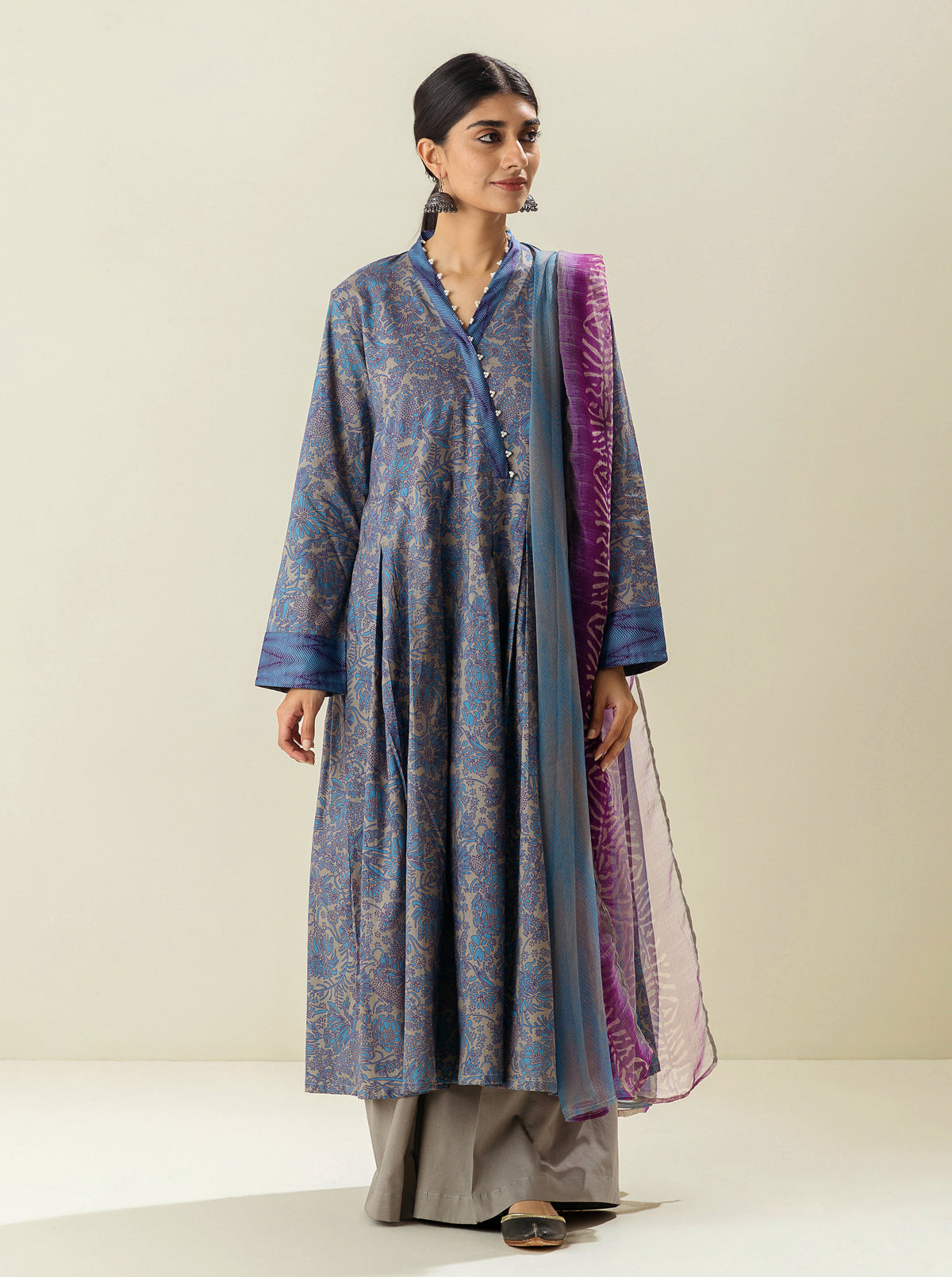 2 Piece - Printed Lawn Suit - Stormy Blues
