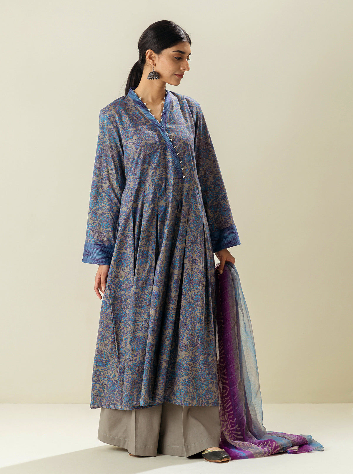 2 Piece - Printed Lawn Suit - Stormy Blues