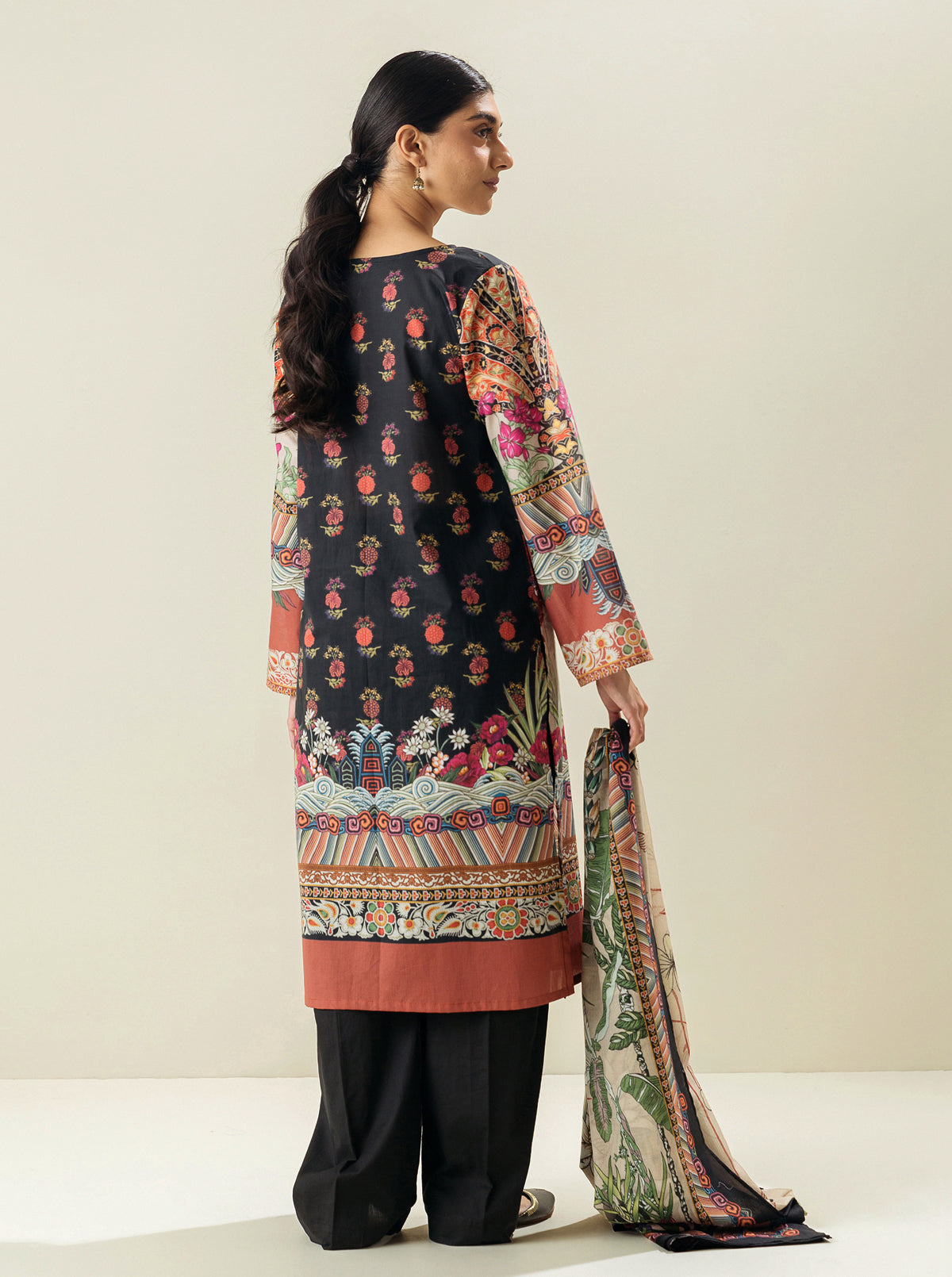 3 Piece - Printed Lawn Suit - Flower Of The Orient